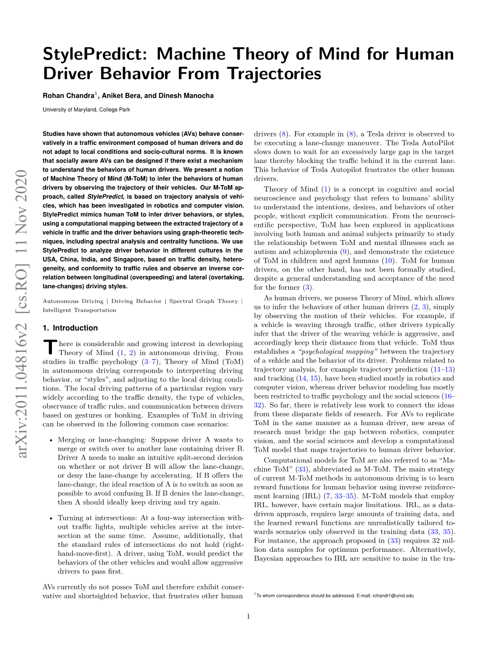 Machine Theory of Mind for Human Driver Behavior from Trajectories