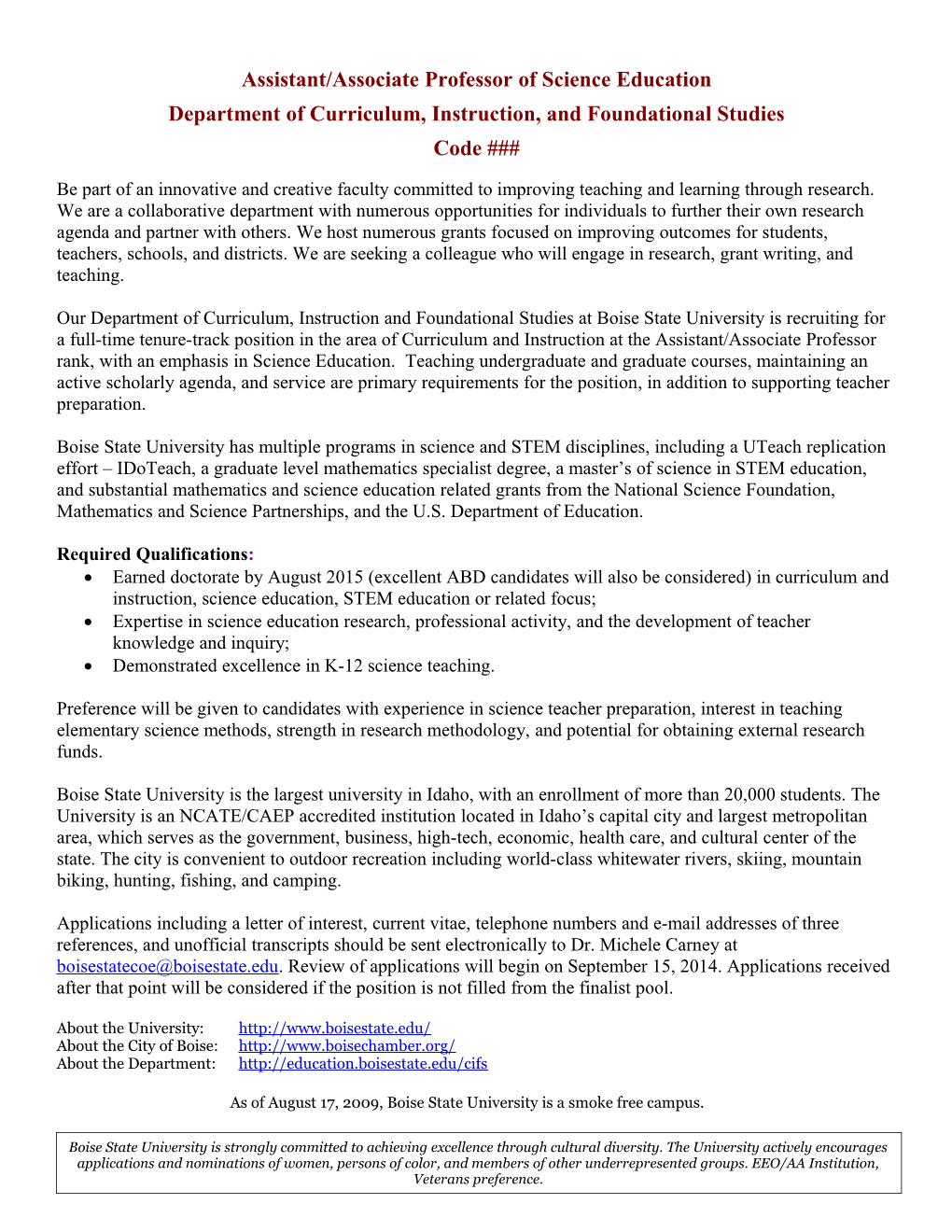 CIFS Faculty Position