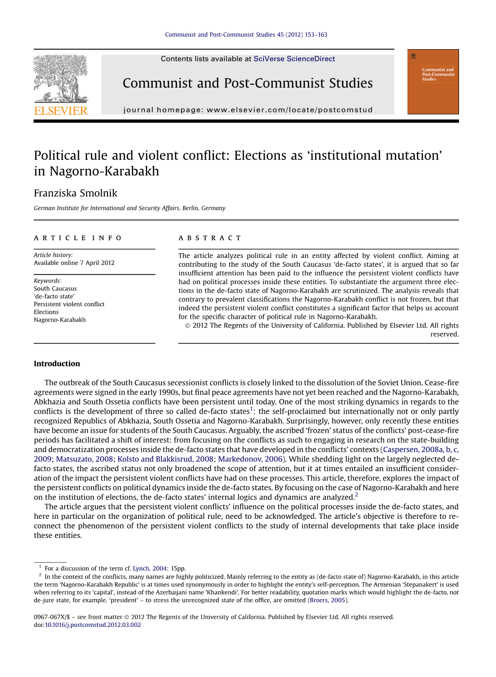 Political Rule and Violent Conflict: Elections As