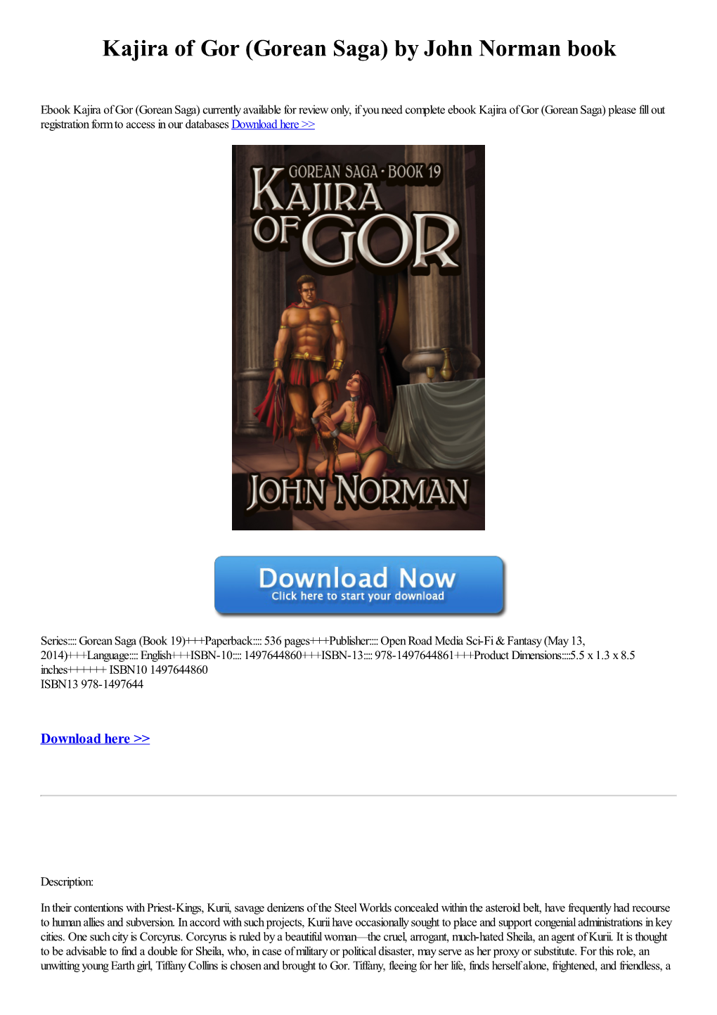 Download Ebook Kajira of Gor (Gorean Saga) by John Norman