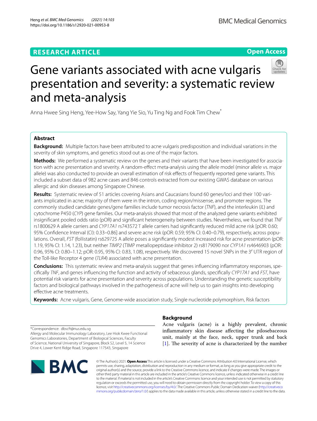 Gene Variants Associated with Acne Vulgaris Presentation and Severity