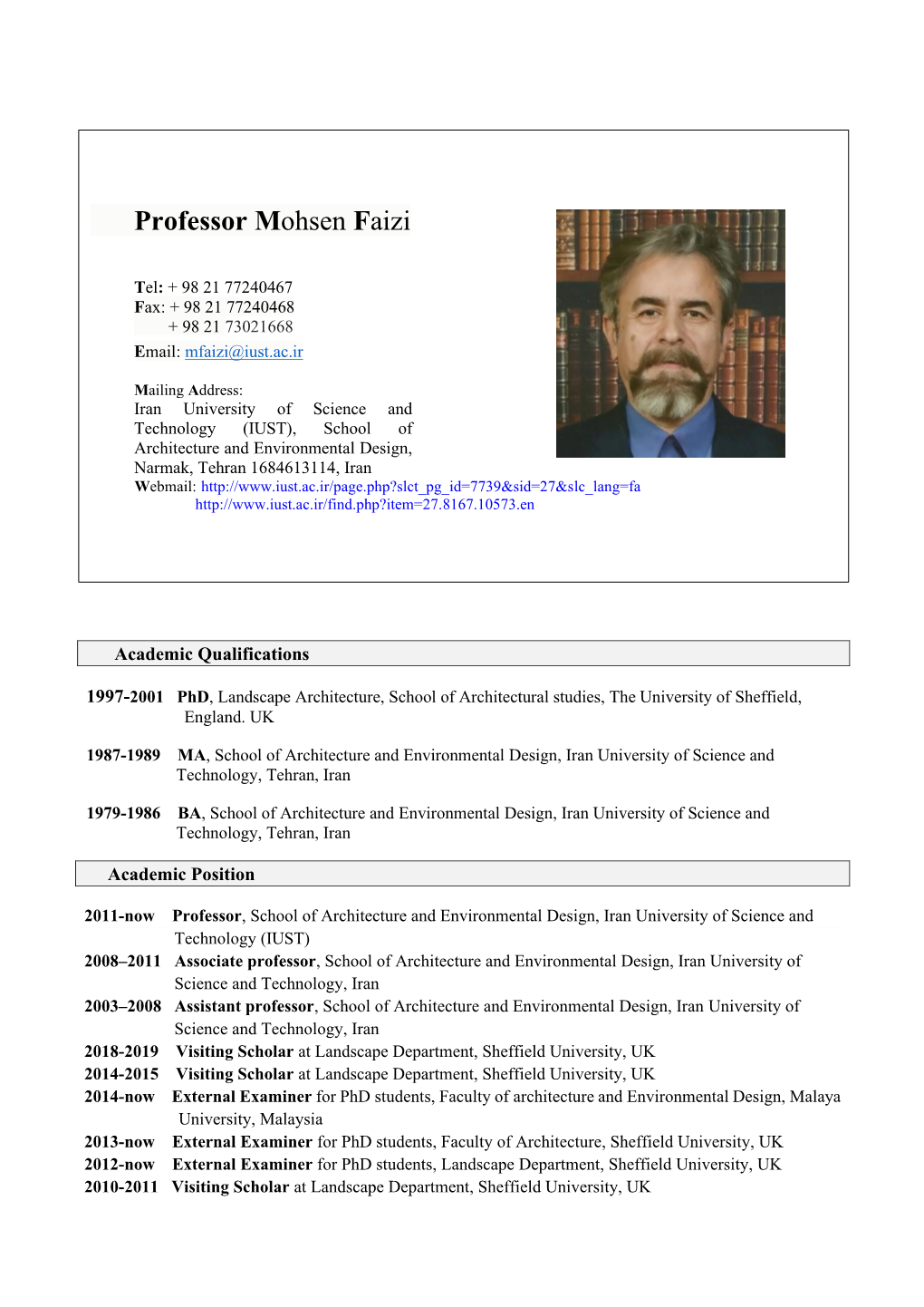 Professor Mohsen Faizi