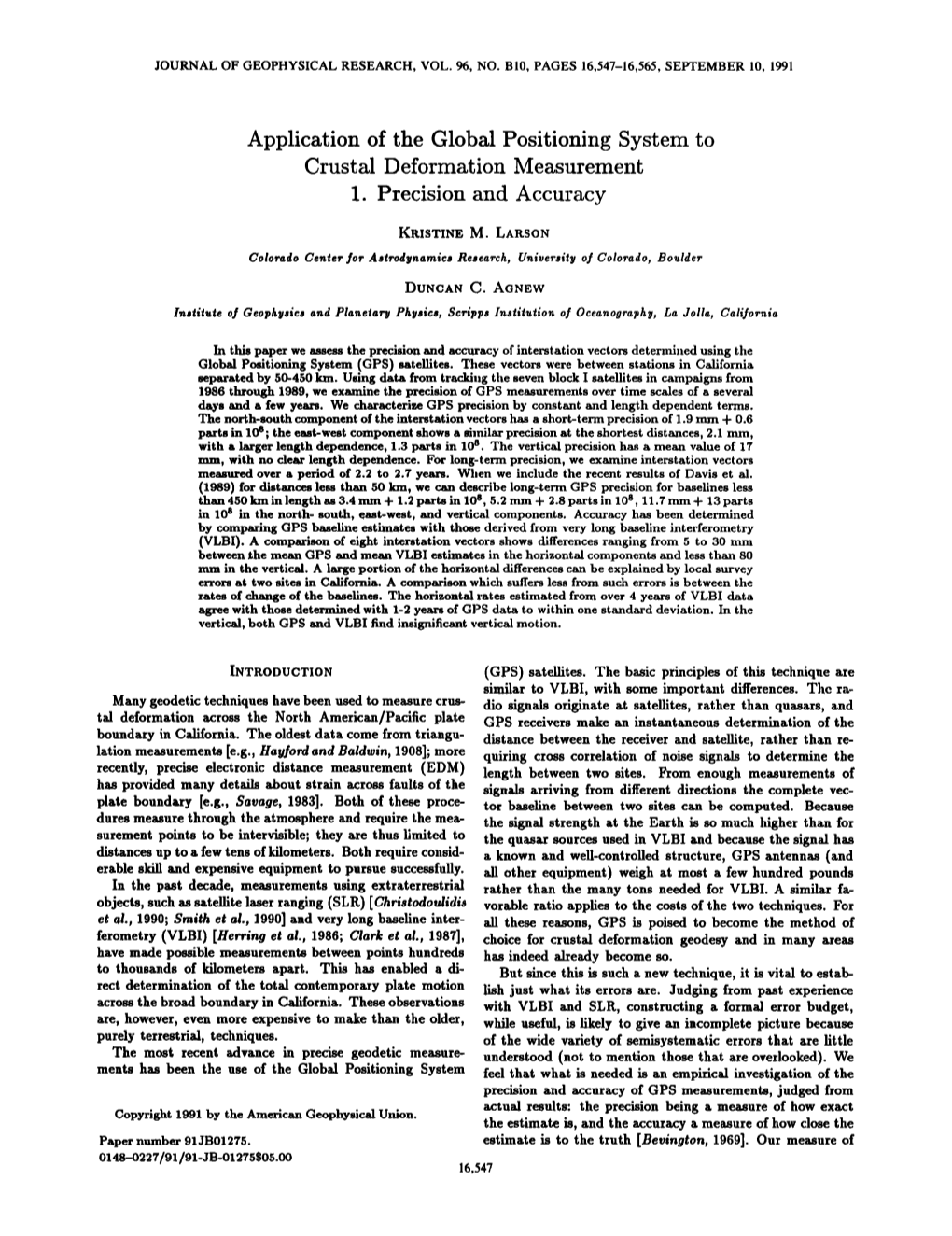 Crustal Deformation Measurement 1