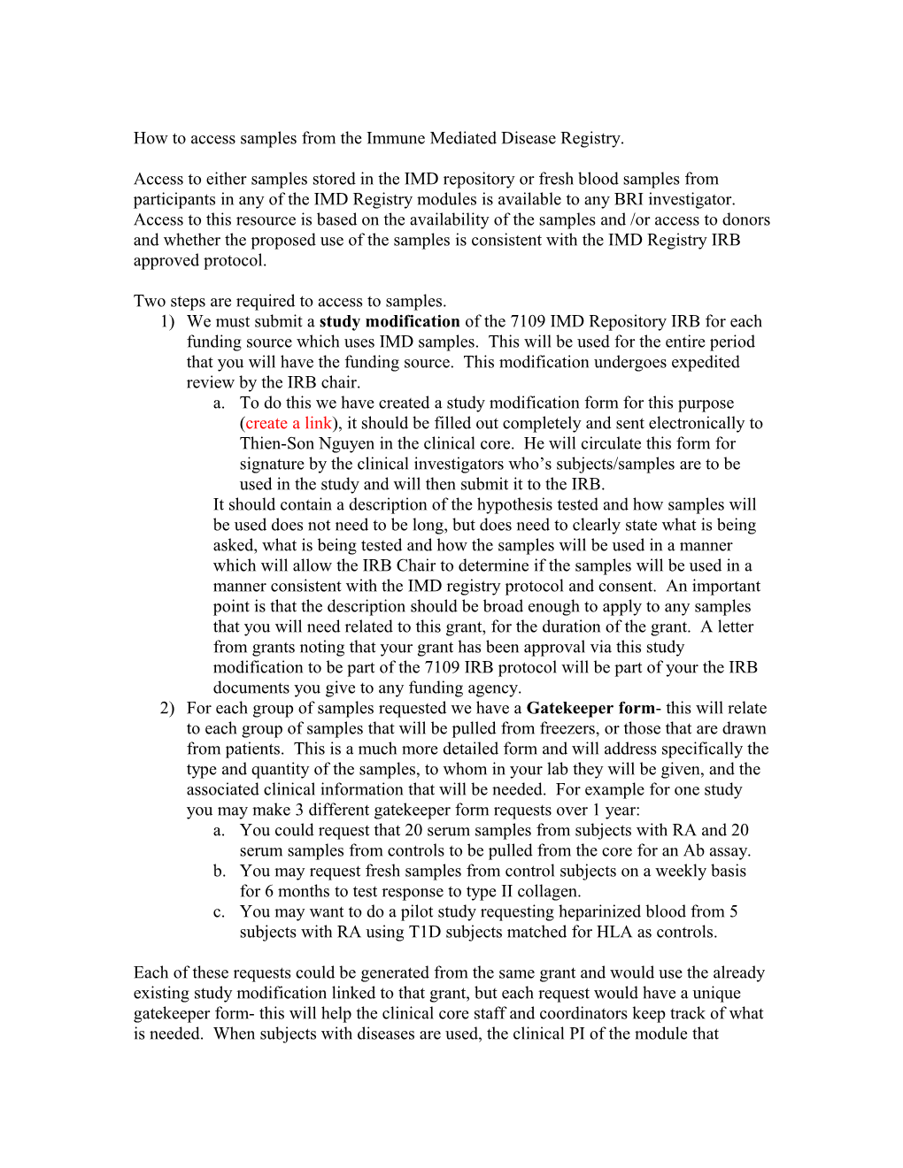 How to Access Samples from the Immune Mediated Disease Registry