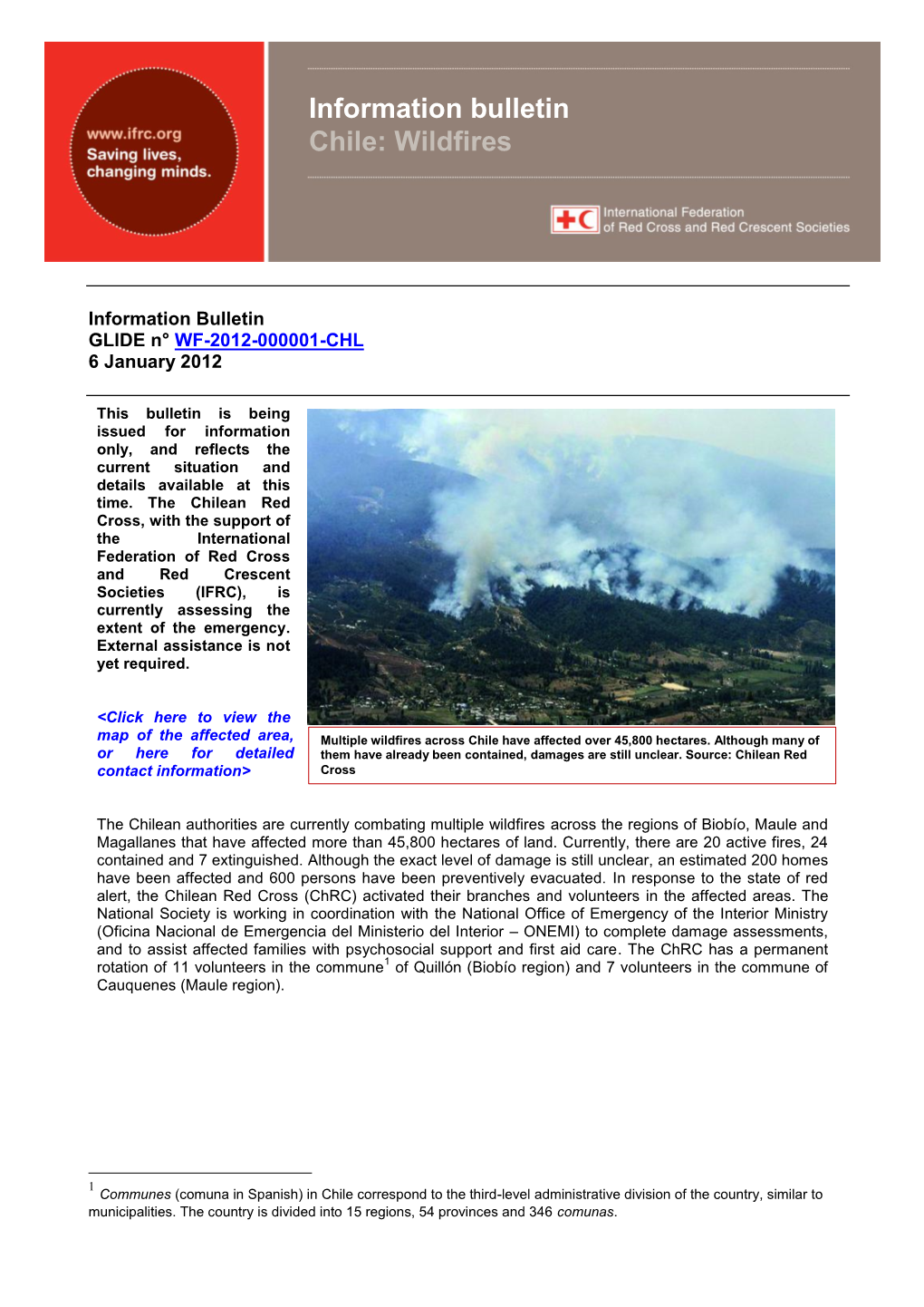 Information Bulletin Chile: Wildfires