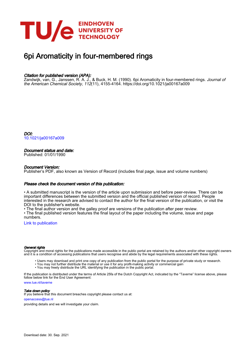 6Pi Aromaticity in Four-Membered Rings