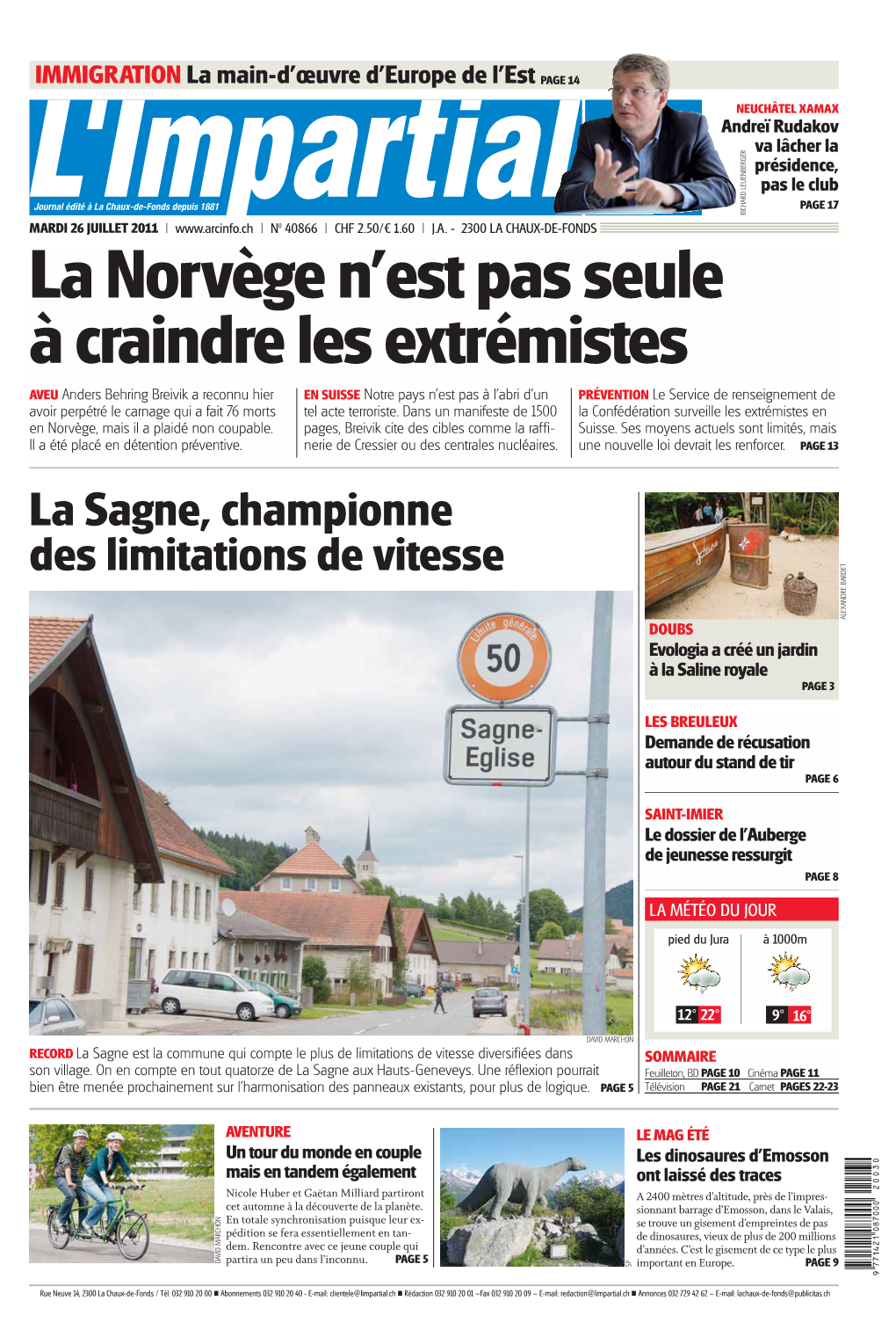 La Sagne, Championne Des Limitations De Vitesse ALEXANDRE BARDET DOUBS Evologia a Créé Un Jardin À La Saline Royale PAGE 3