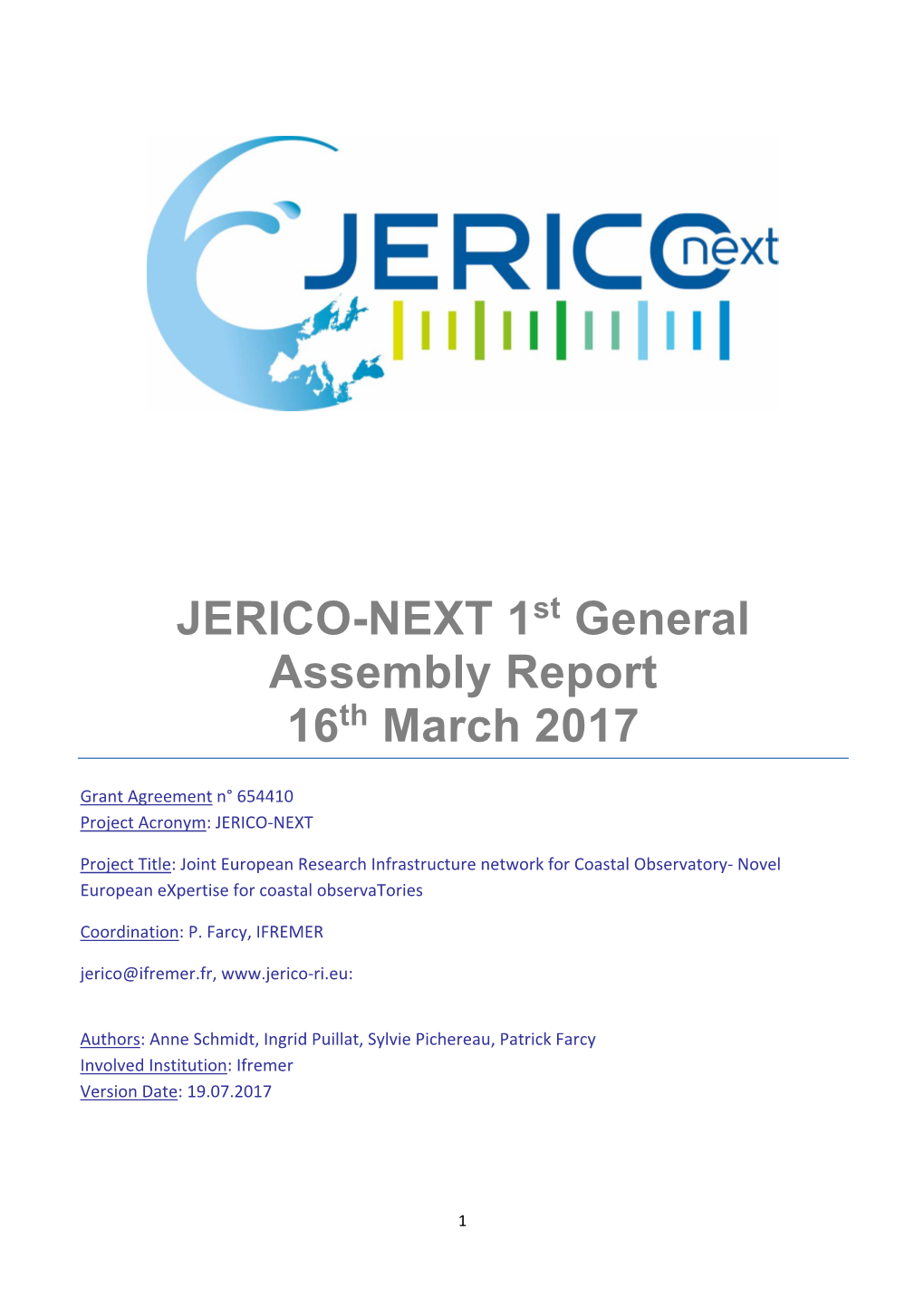 JERICO-NEXT 1 General Assembly Report 16 March 2017