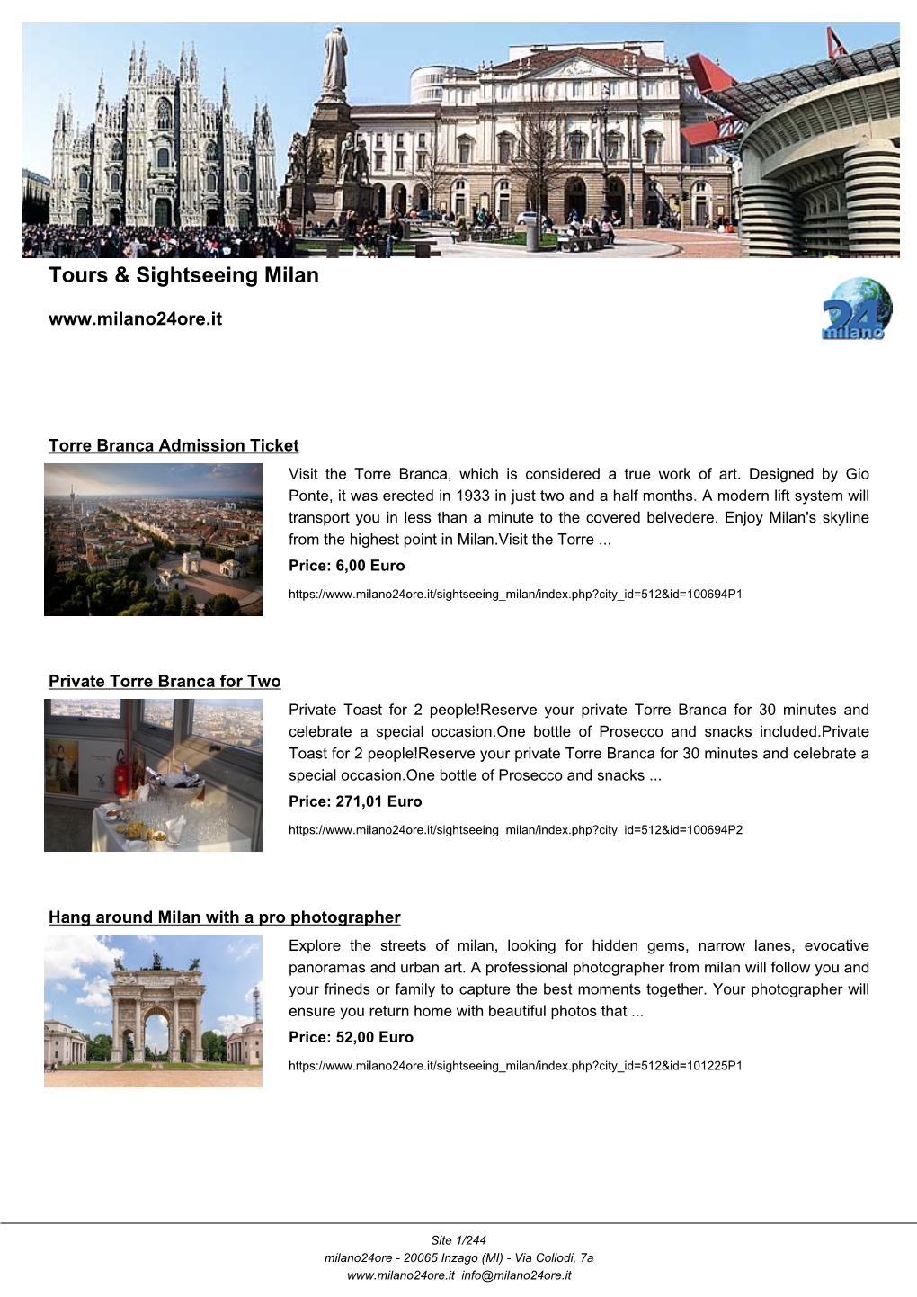 Tours & Sightseeing Milan