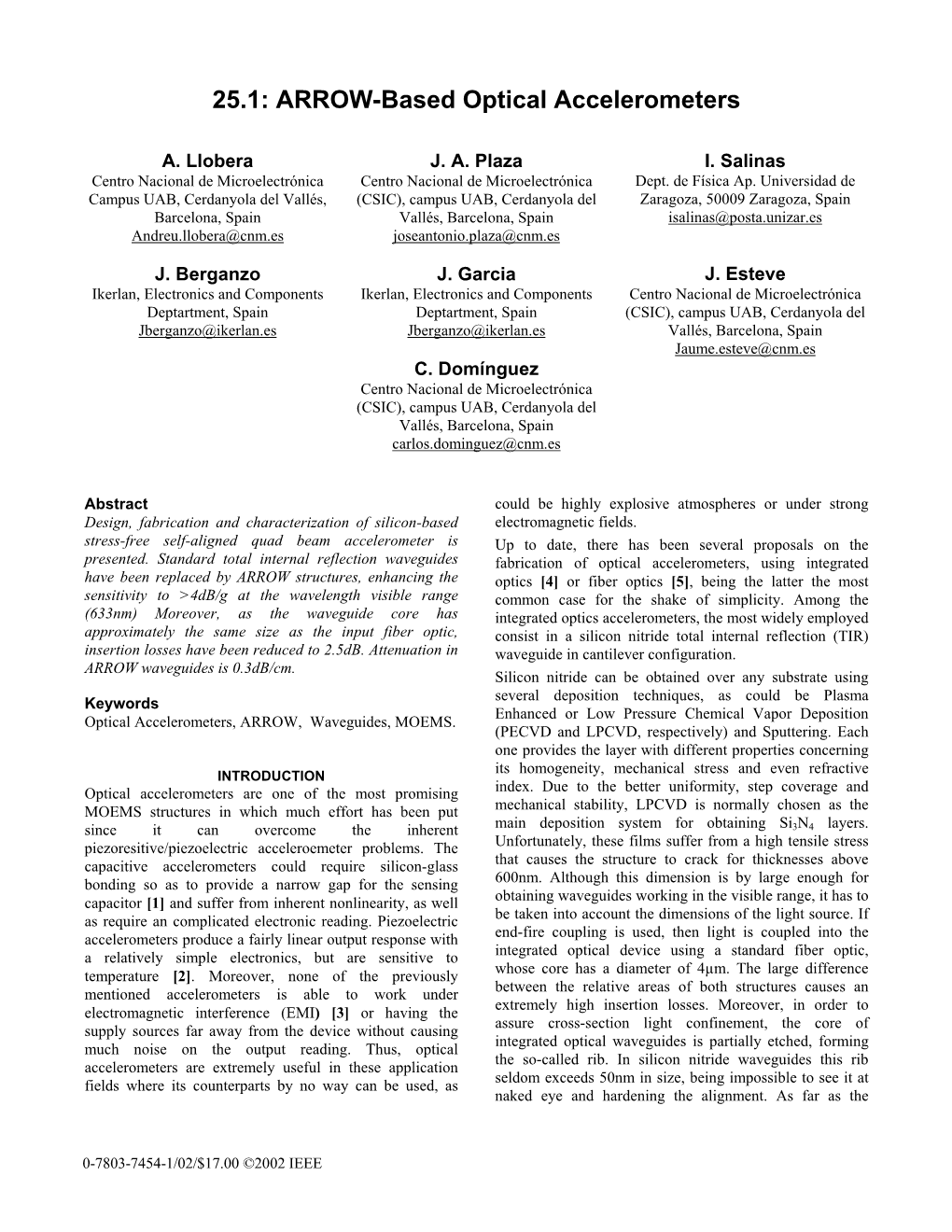 ARROW-Based Optical Accelerometers