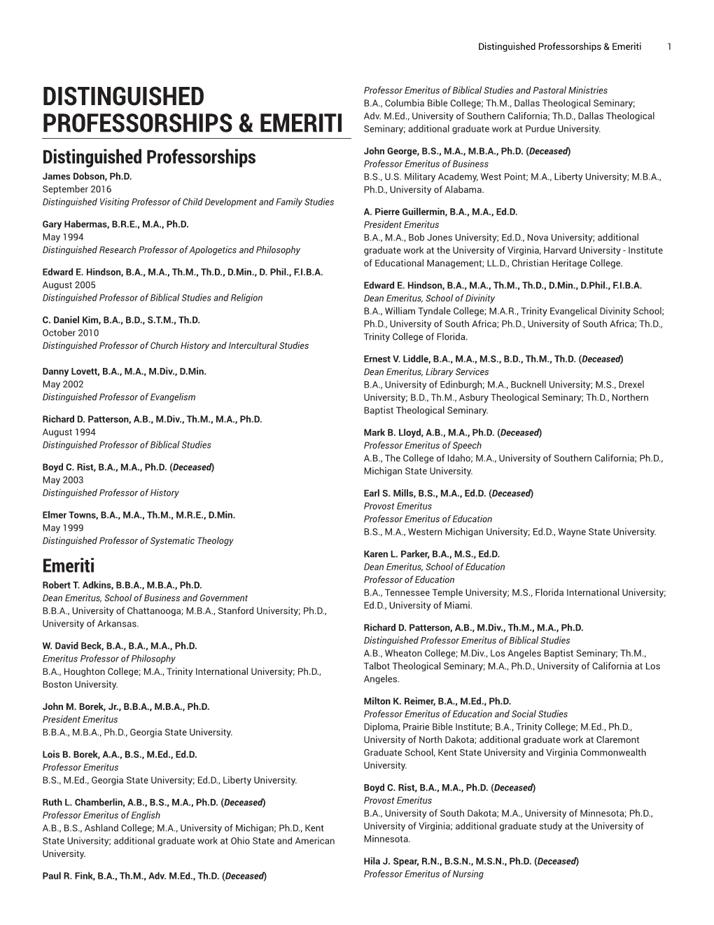 Distinguished Professorships & Emeriti