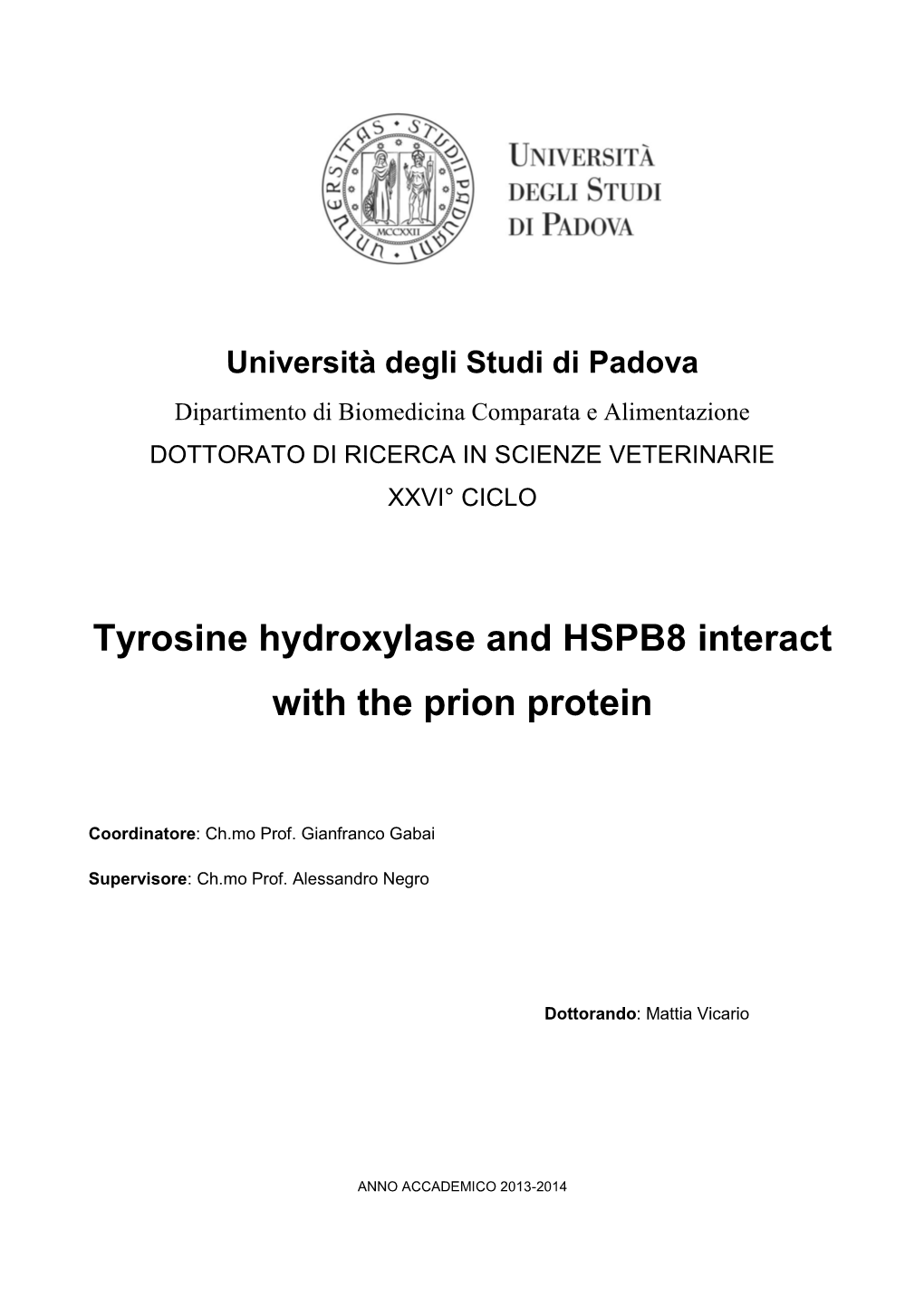 Tyrosine Hydroxylase and HSPB8 Interact with the Prion Protein
