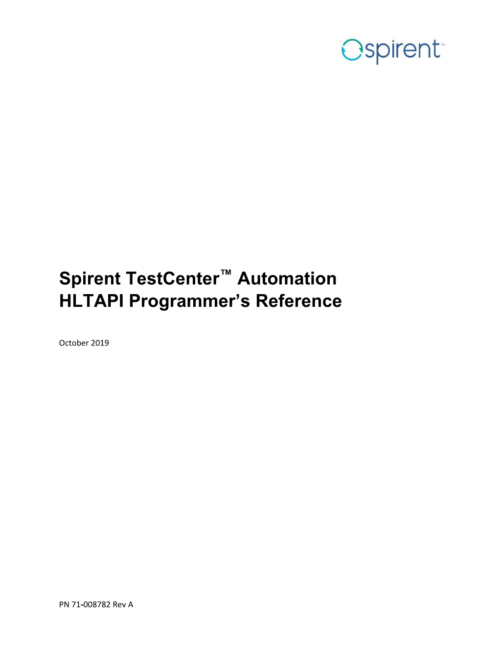 Spirent Testcenter Automation HTAPI Programmer's Reference