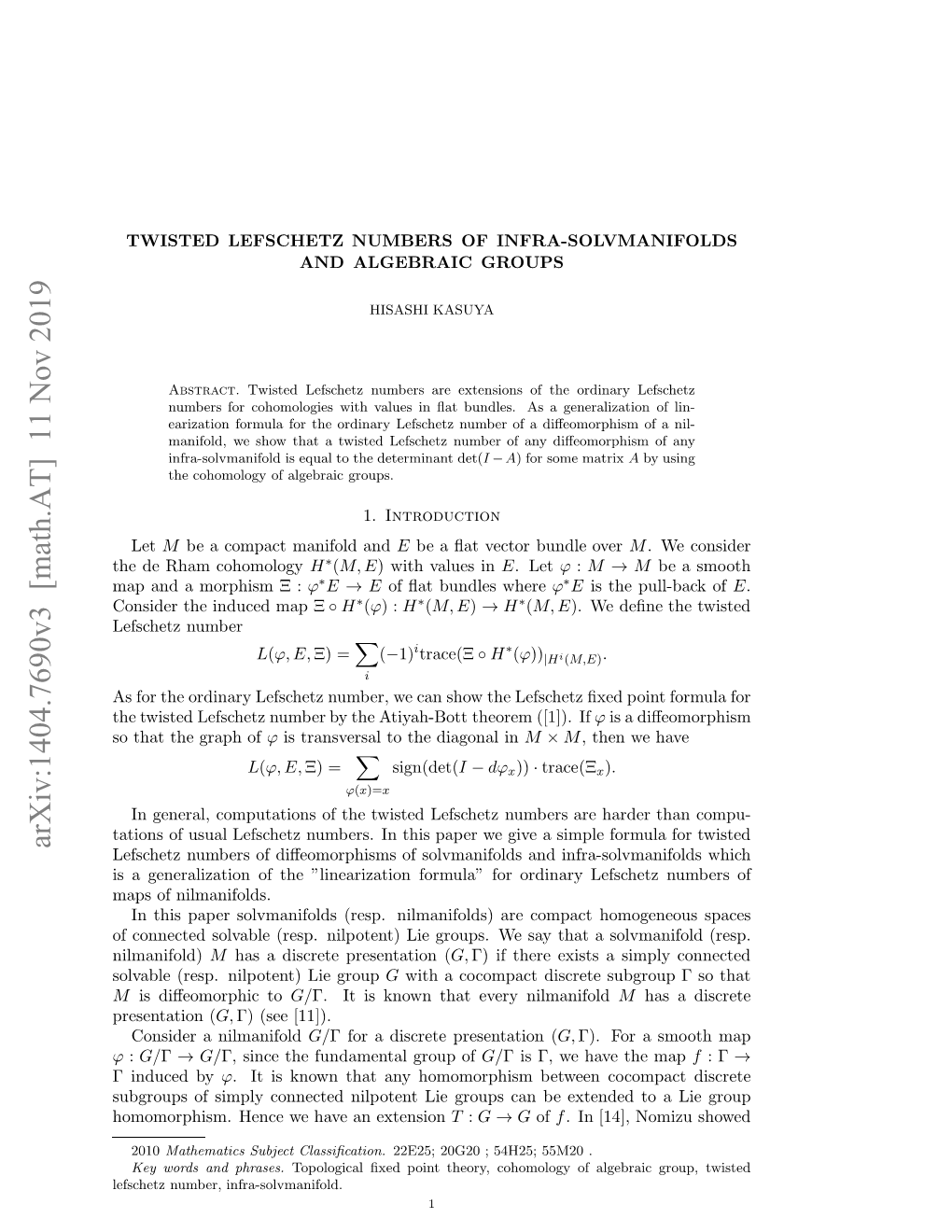 Twisted Lefschetz Numbers of Infra-Solvmanifolds and Algebraic Groups