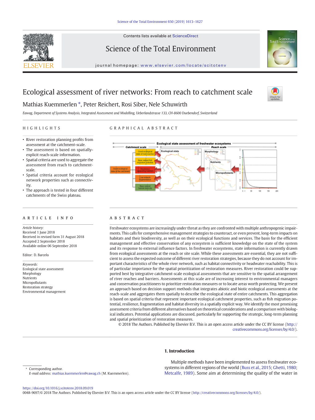 Ecological Assessment of River Networks: from Reach to Catchment Scale