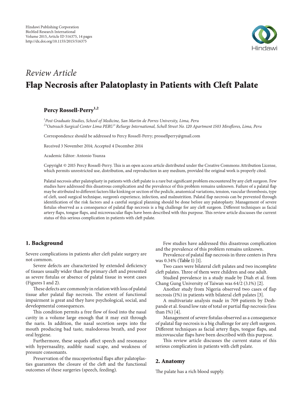 Flap Necrosis After Palatoplasty in Patients with Cleft Palate