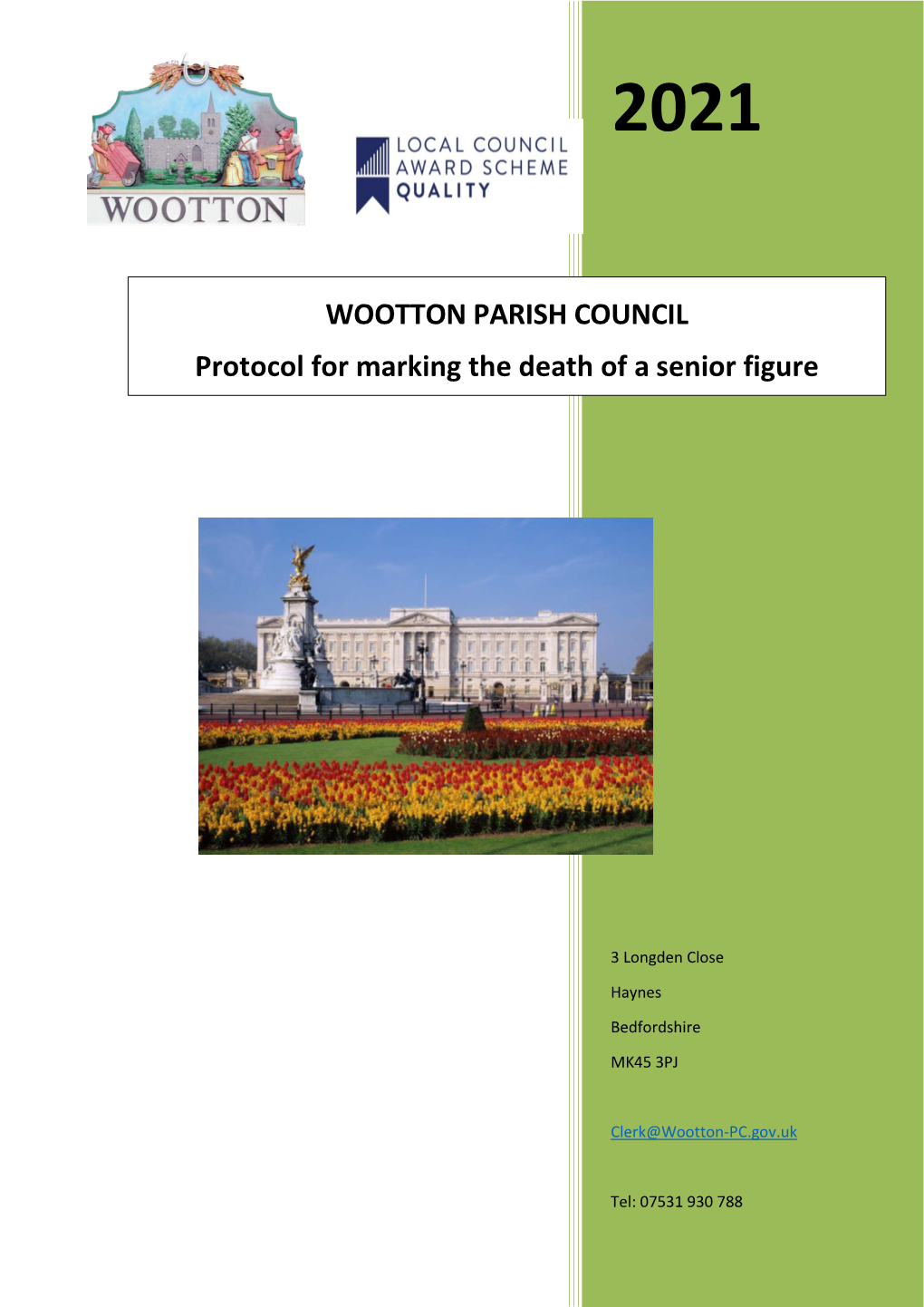 WOOTTON PARISH COUNCIL Protocol for Marking the Death of a Senior Figure