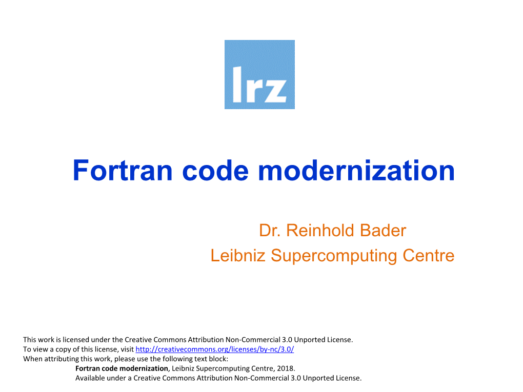 Fortran Code Modernization