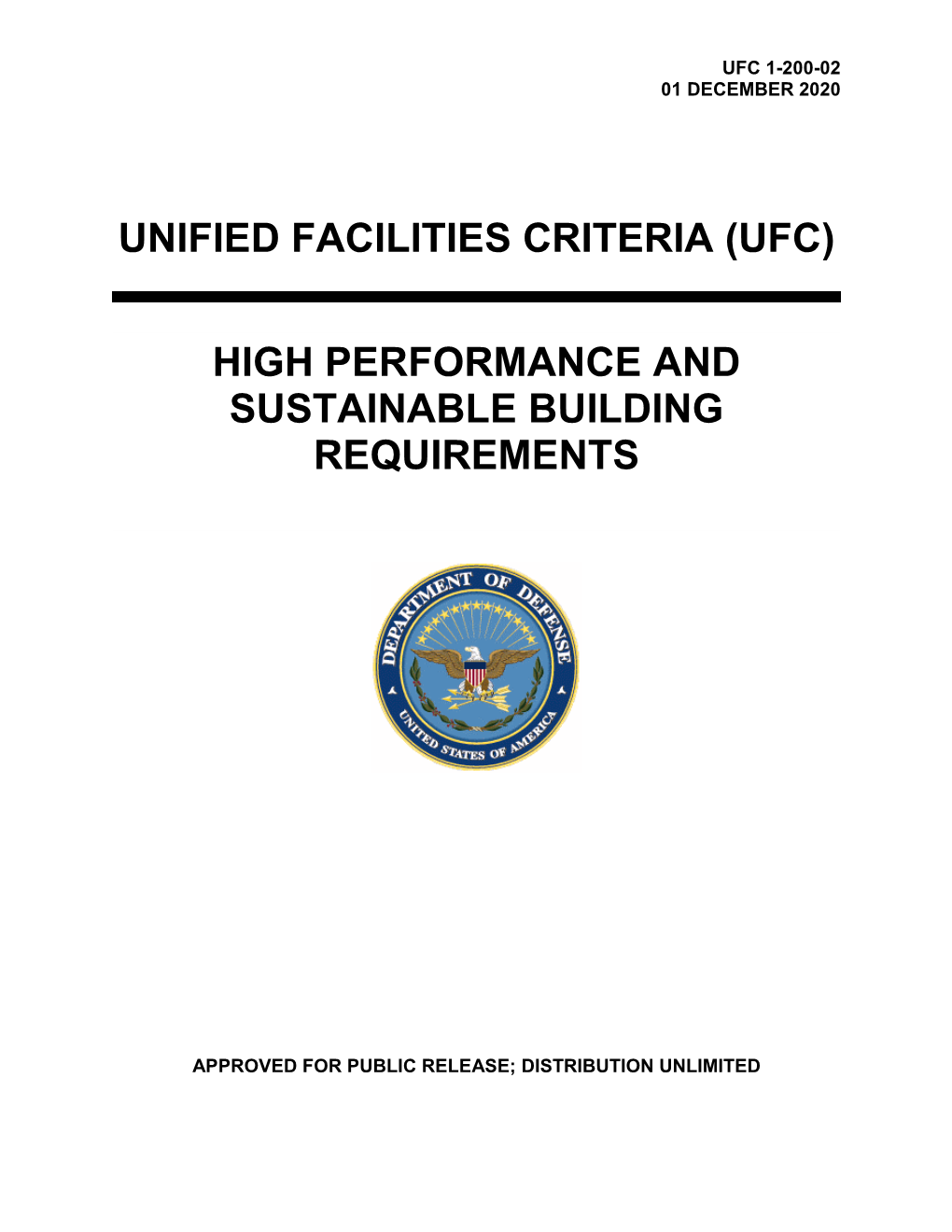 UFC 1-200-02 High Performance and Sustainable Building Requirements