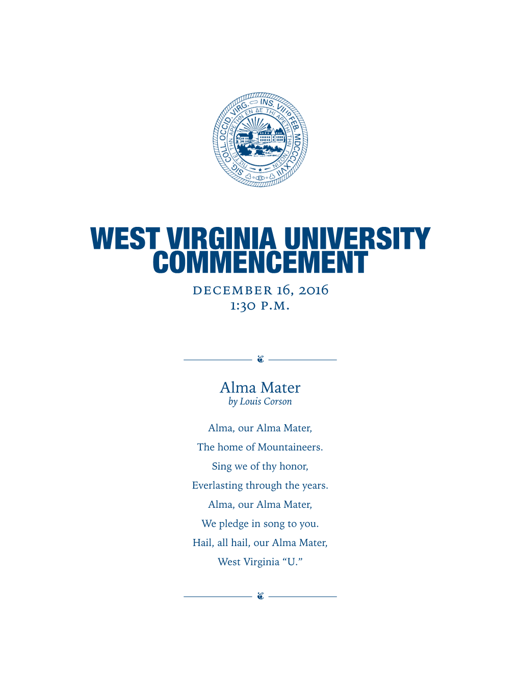 WVU Commencement Program: December 2016