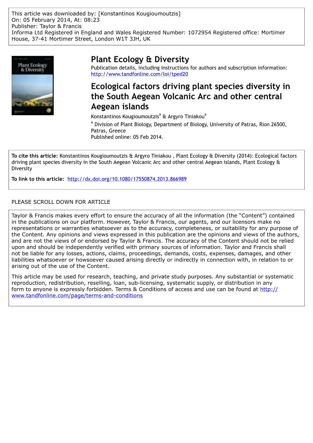 Ecological Factors Driving Plant Species Diversity in the South