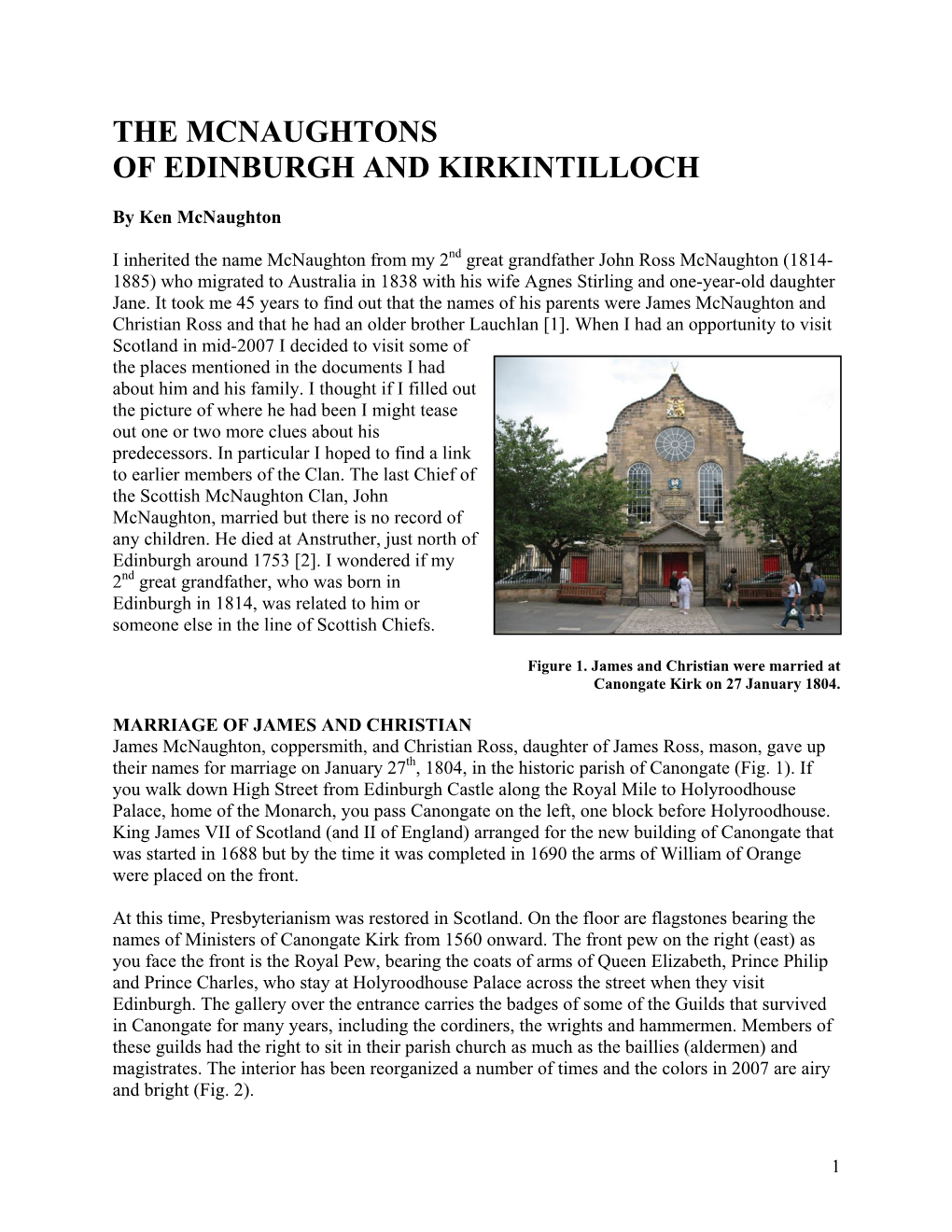 The Mcnaughtons of Edinburgh and Kirkintilloch