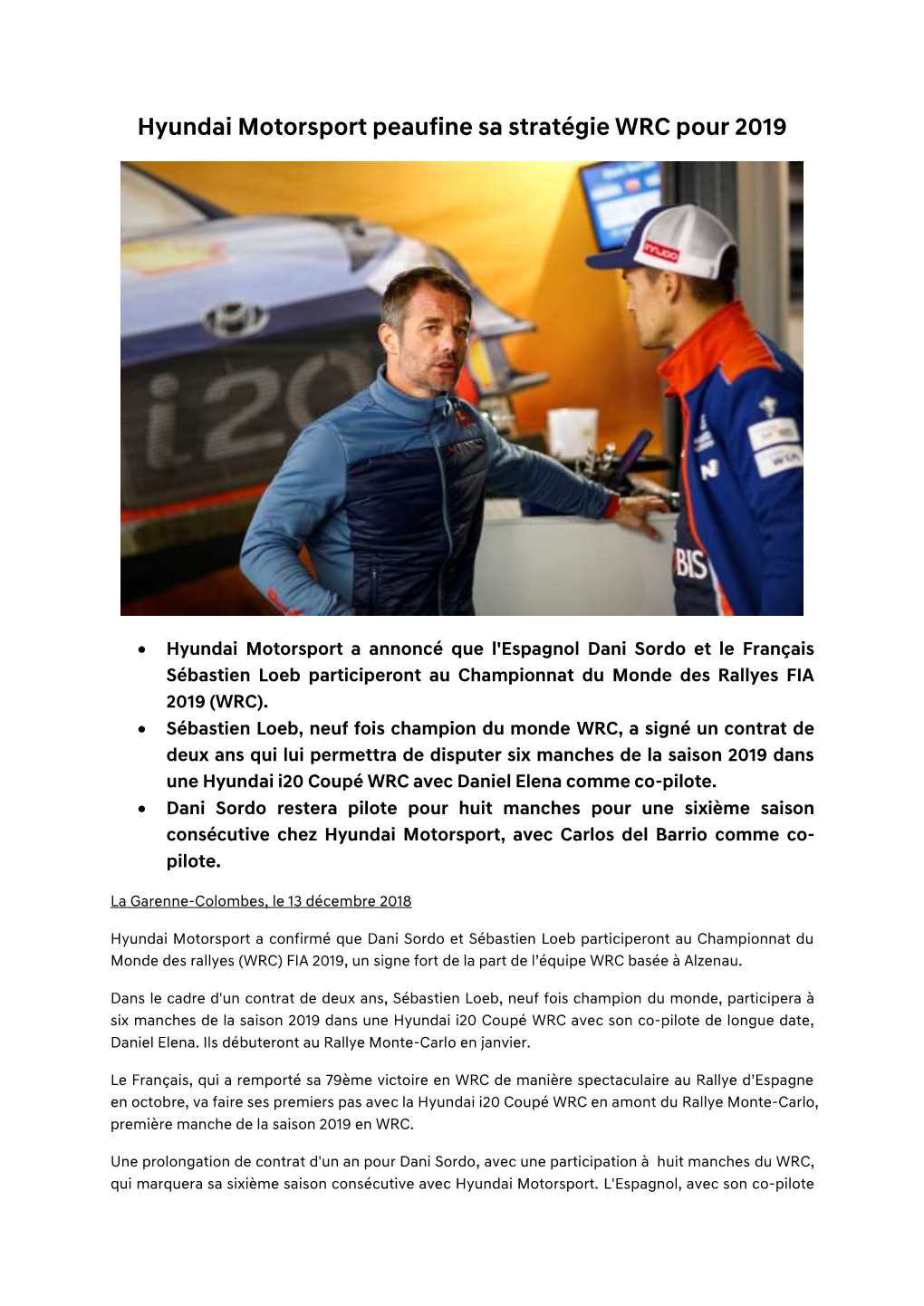 Hyundai Motorsport Peaufine Sa Stratégie WRC Pour 2019
