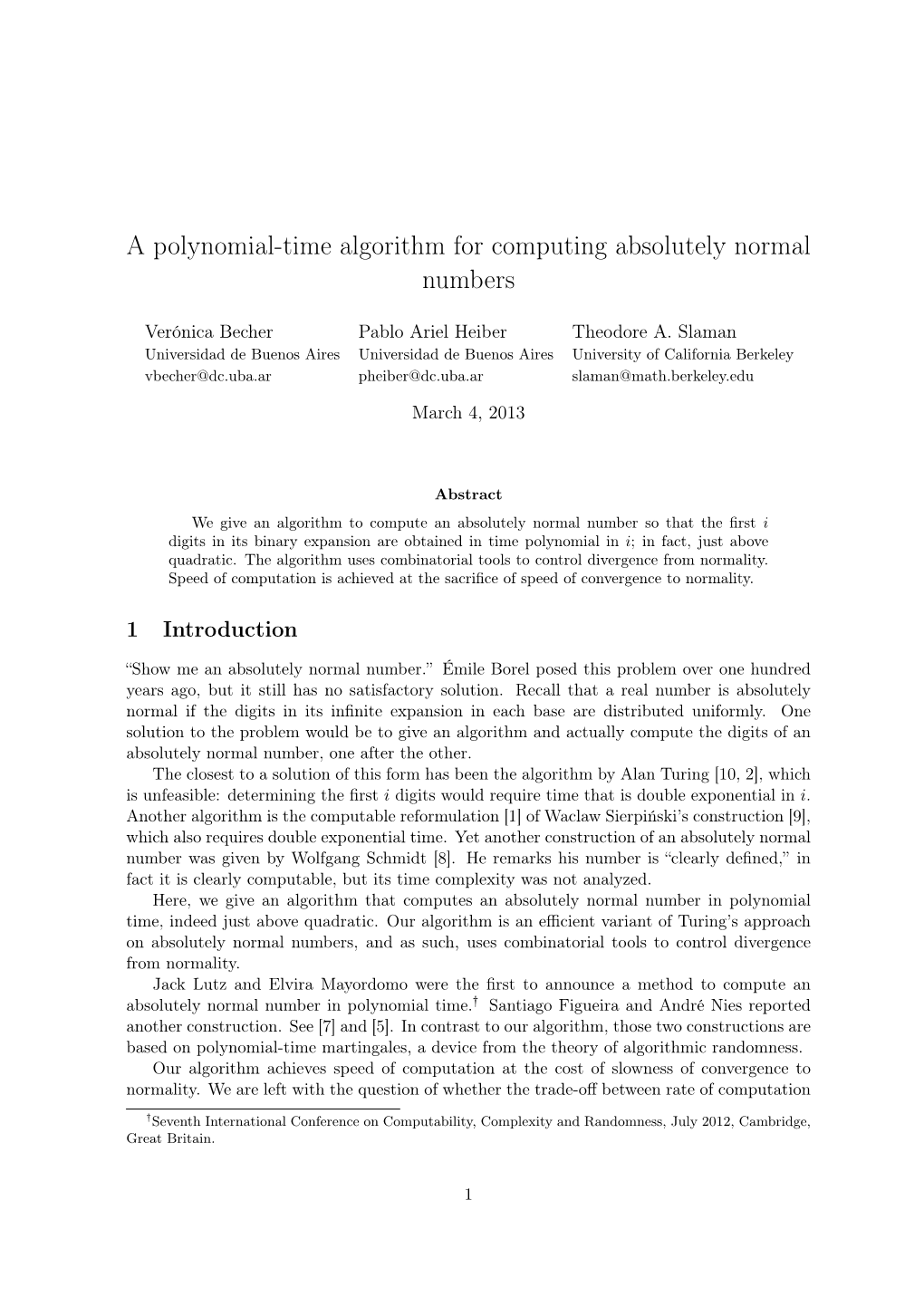 A Polynomial-Time Algorithm for Computing Absolutely Normal Numbers