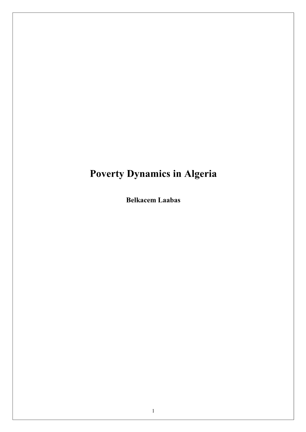 Poverty Dynamics in Algeria