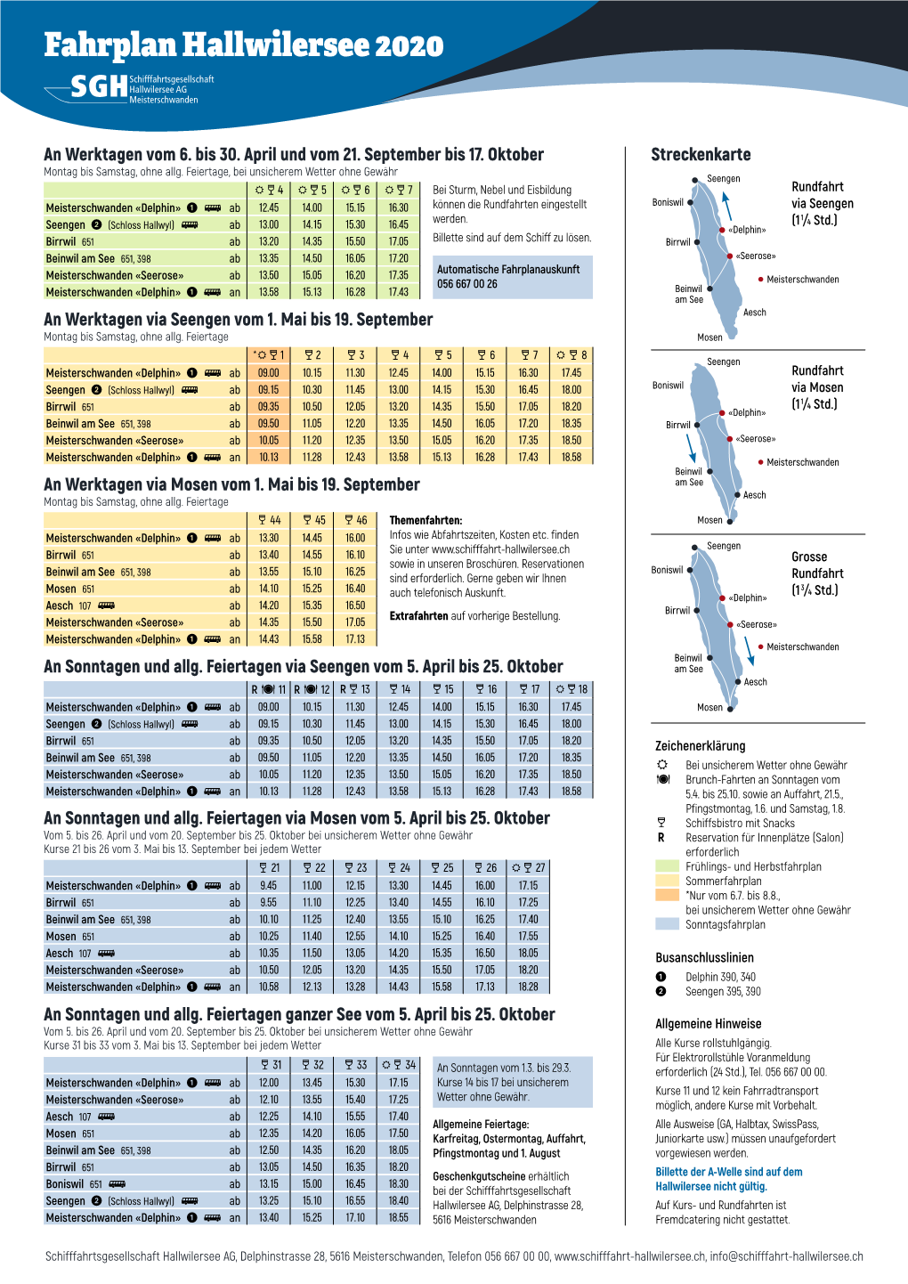 Fahrplan Hallwilersee 2020