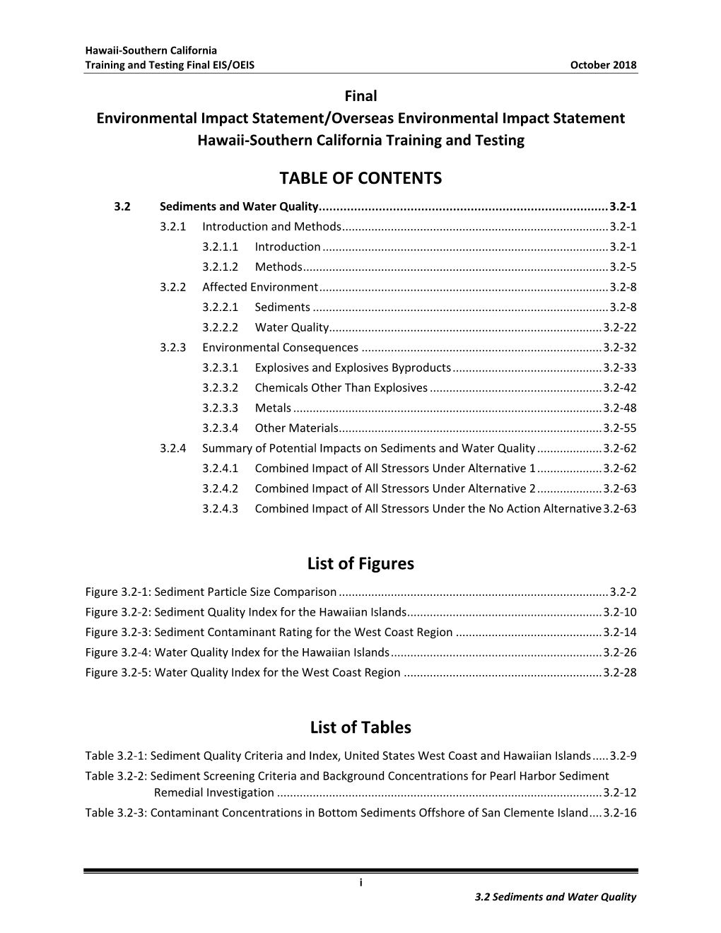 Section 3.2 Sediments and Water Quality