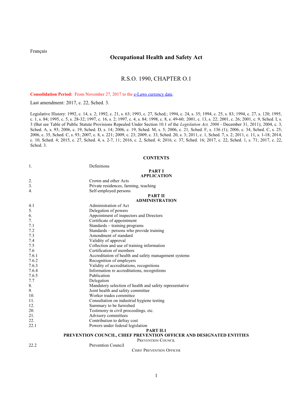 Occupational Health and Safety Act, R.S.O. 1990, C. O.1