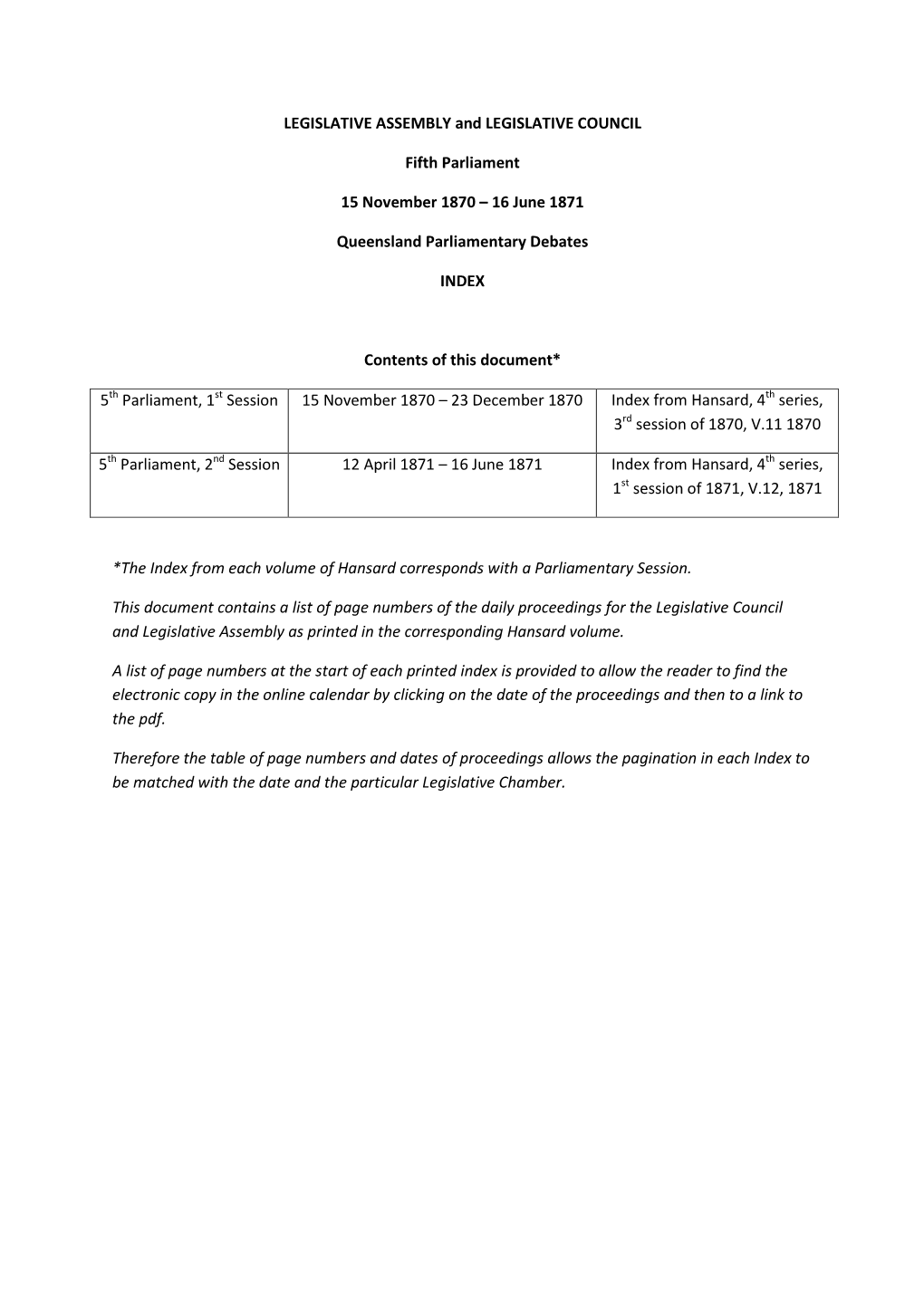 1870-1871 Index to Parliamentary Debates