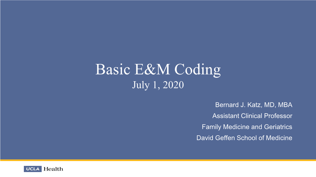 Basic E&M Coding