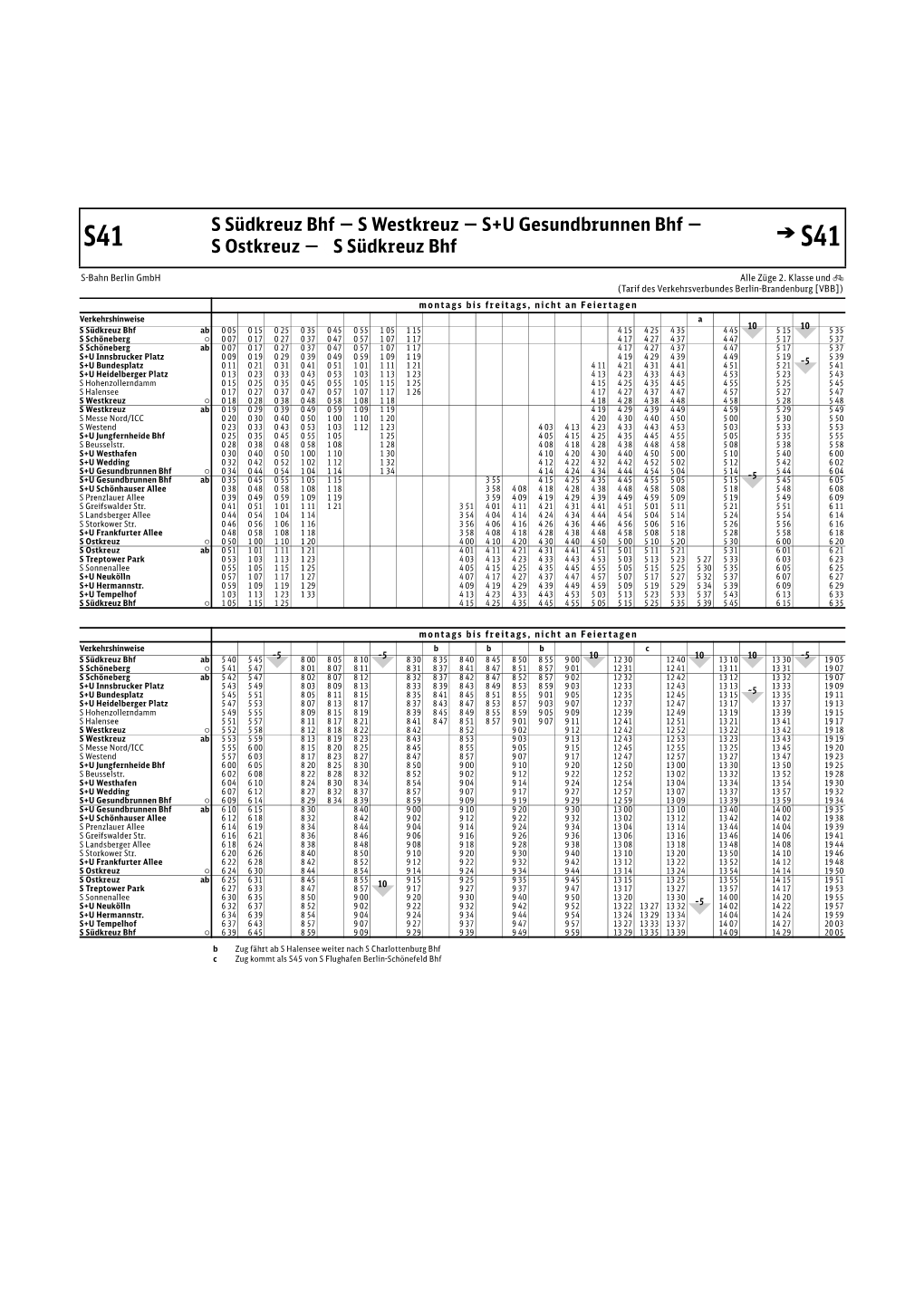 S41 Sostkreuz —0Ssüdkreuzbhf S41