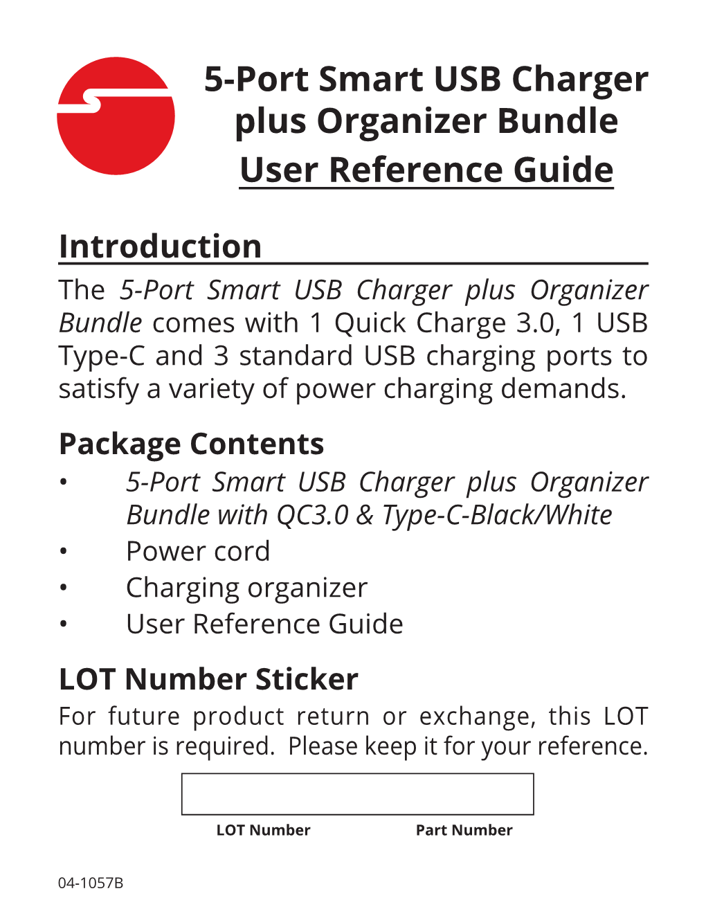 5-Port Smart USB Charger Plus Organizer Bundle User Reference Guide