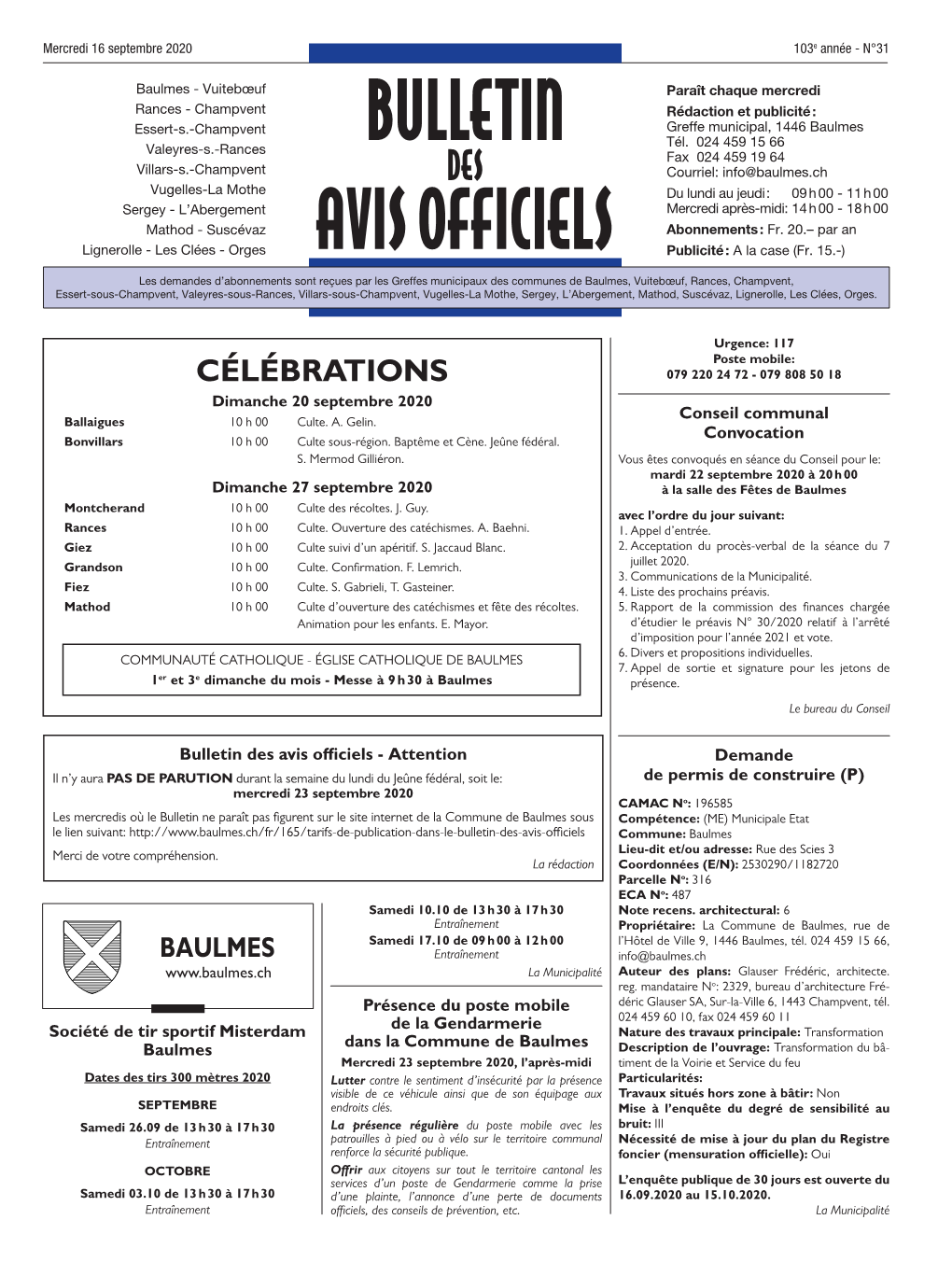 Bulletin Avis Officiels