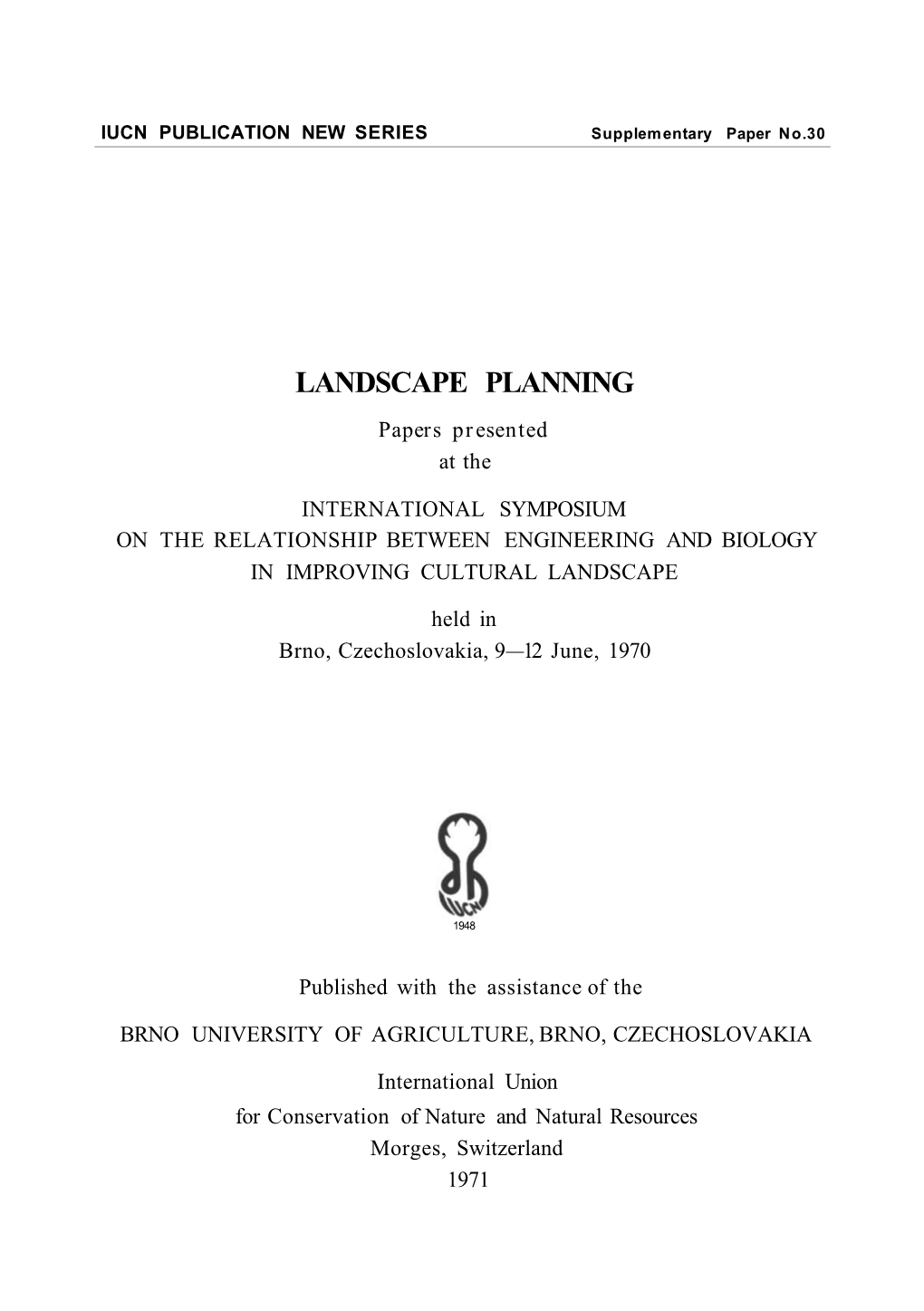 LANDSCAPE PLANNING Paper S Pr Esented at The