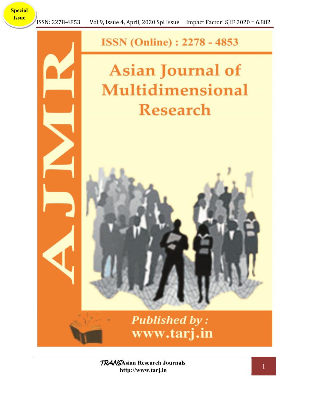 Special Issue on Research on Social and Humanitarian Sciences, April