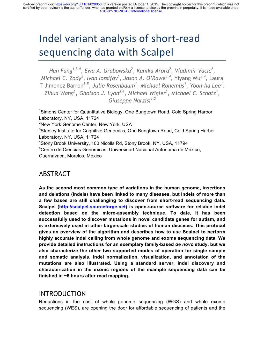 Indel Variant Analysis of Short-Read Sequencing Data with Scalpel