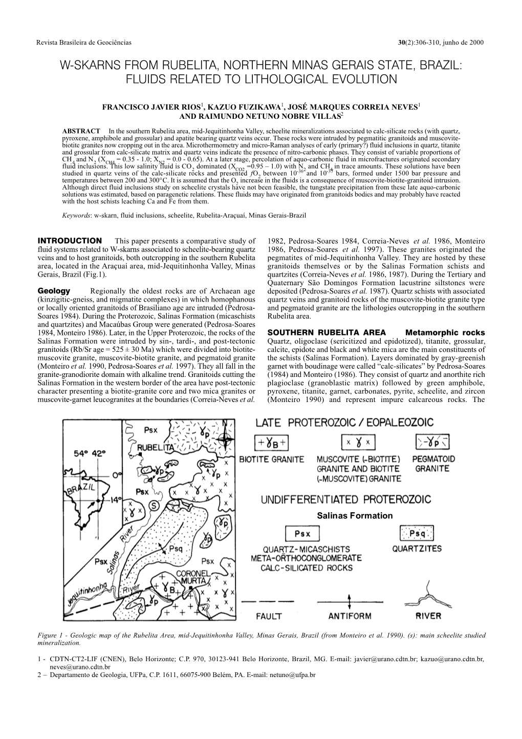 W-Skarns from Rubelita, Northern Minas Gerais State, Brazil: Fluids Related to Lithological Evolution