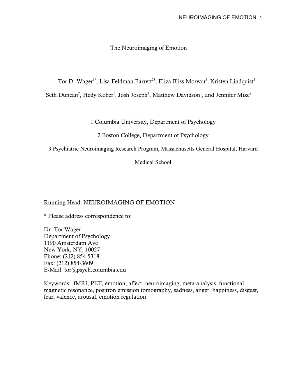 The Neuroimaging of Emotion