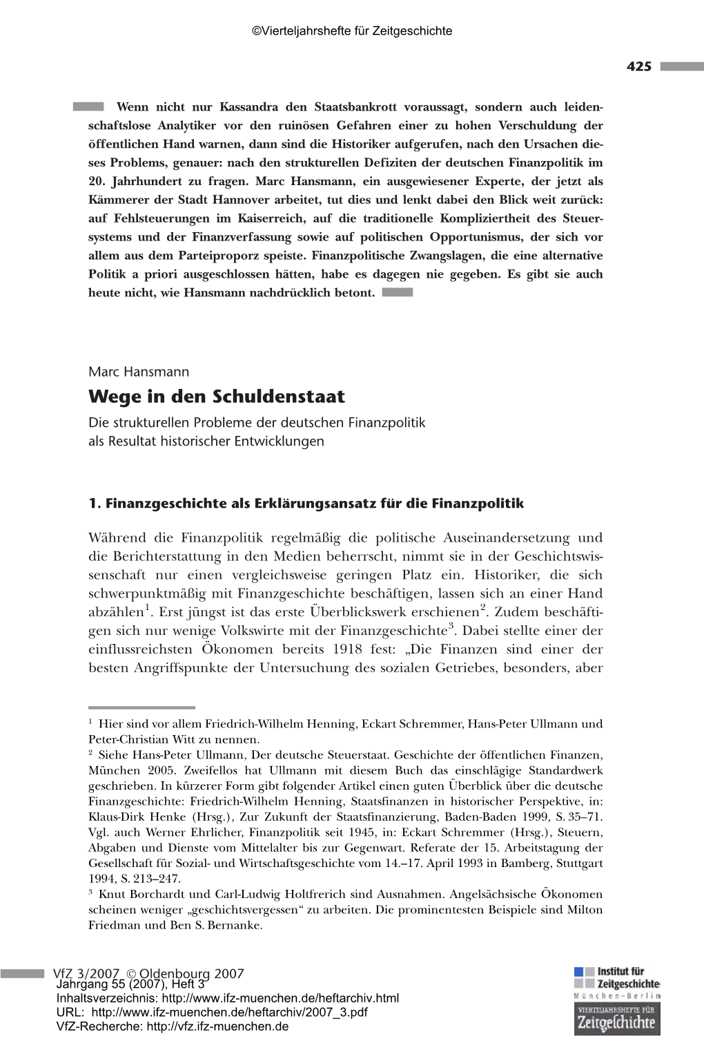 Wege in Den Schuldenstaat. Die Strukturellen Probleme Der