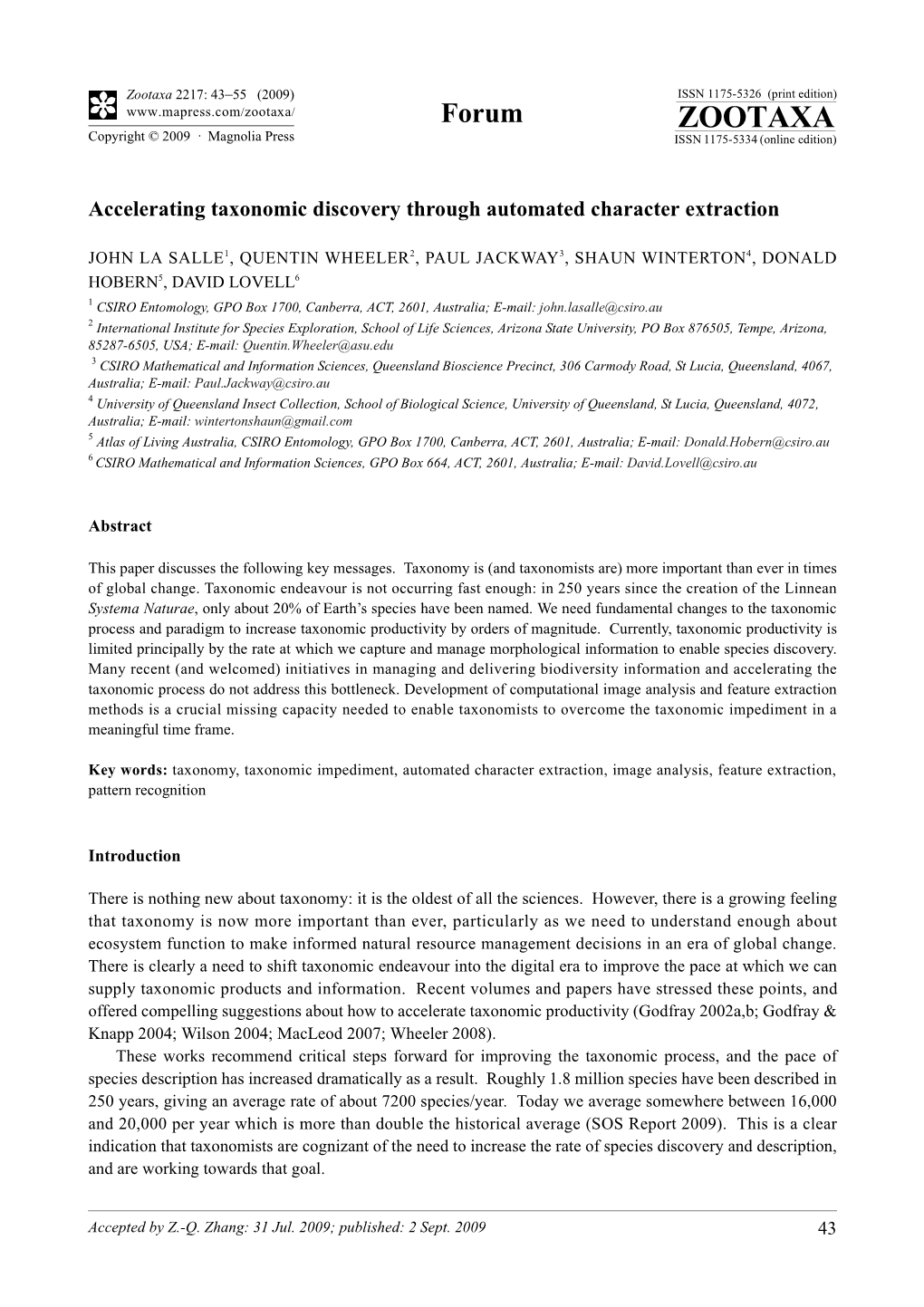 Zootaxa, Accelerating Taxonomic Discovery Through Automated