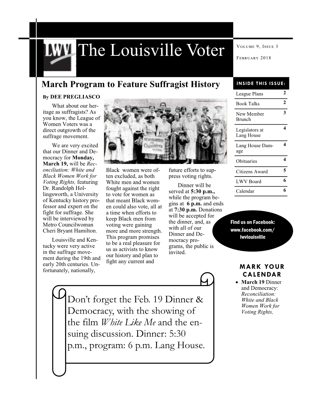The Louisville Voter Volume 9, Issue 3 February 2018
