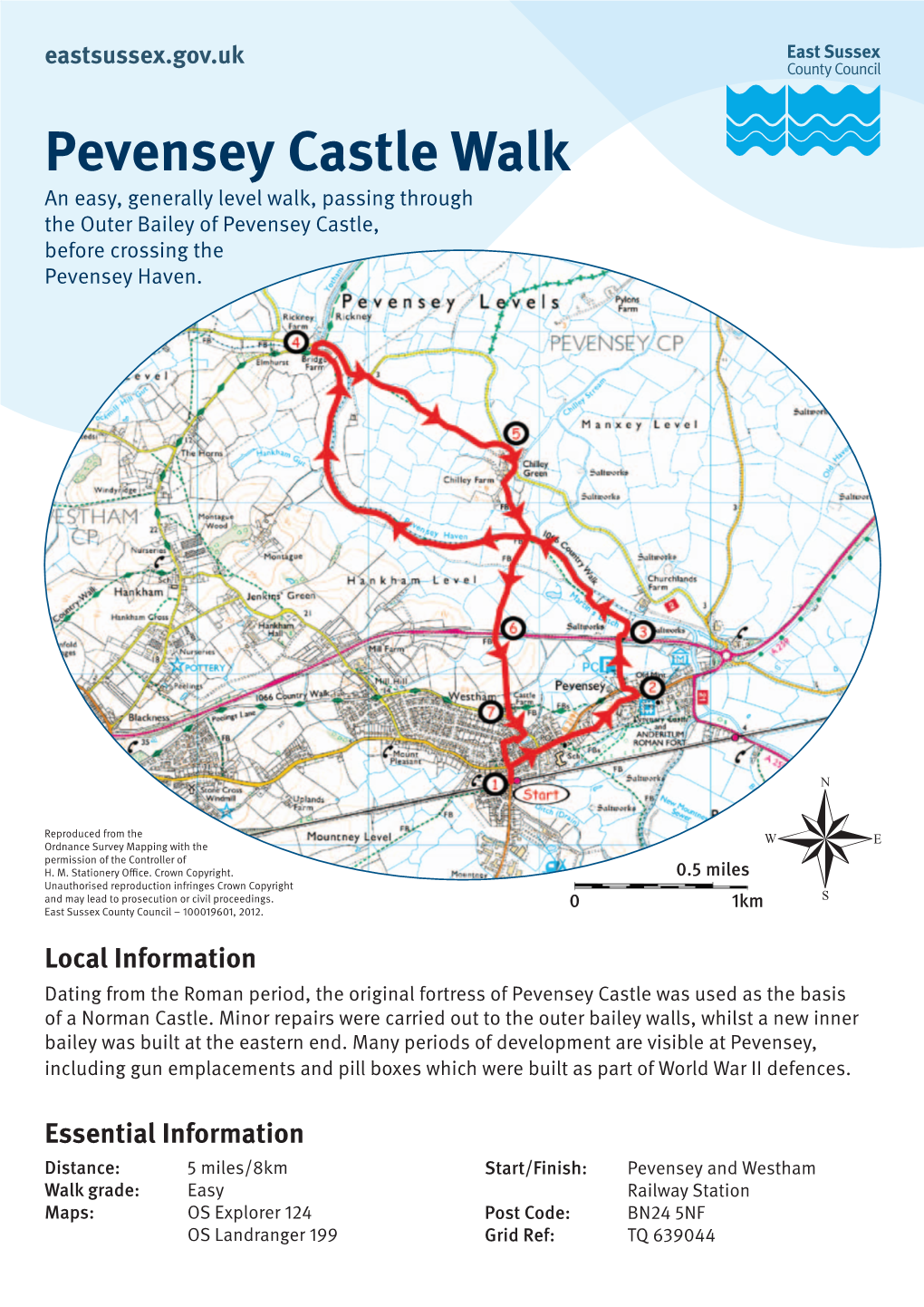 Pevensey Castle Walk an Easy, Generally Level Walk, Passing Through the Outer Bailey of Pevensey Castle, Before Crossing the Pevensey Haven