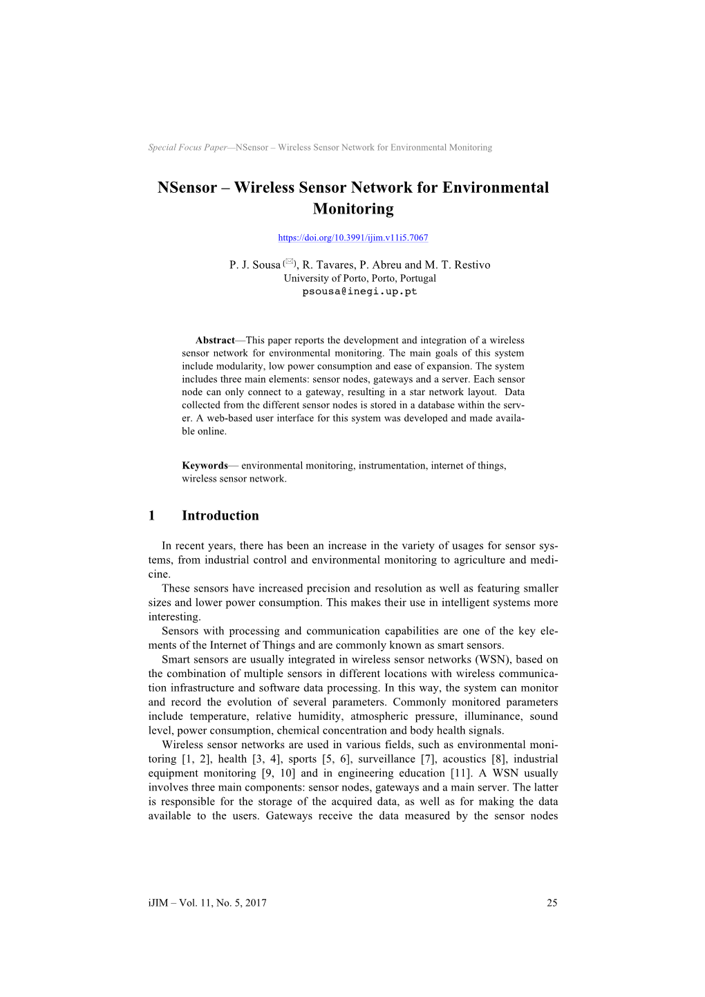 Wireless Sensor Network for Environmental Monitoring