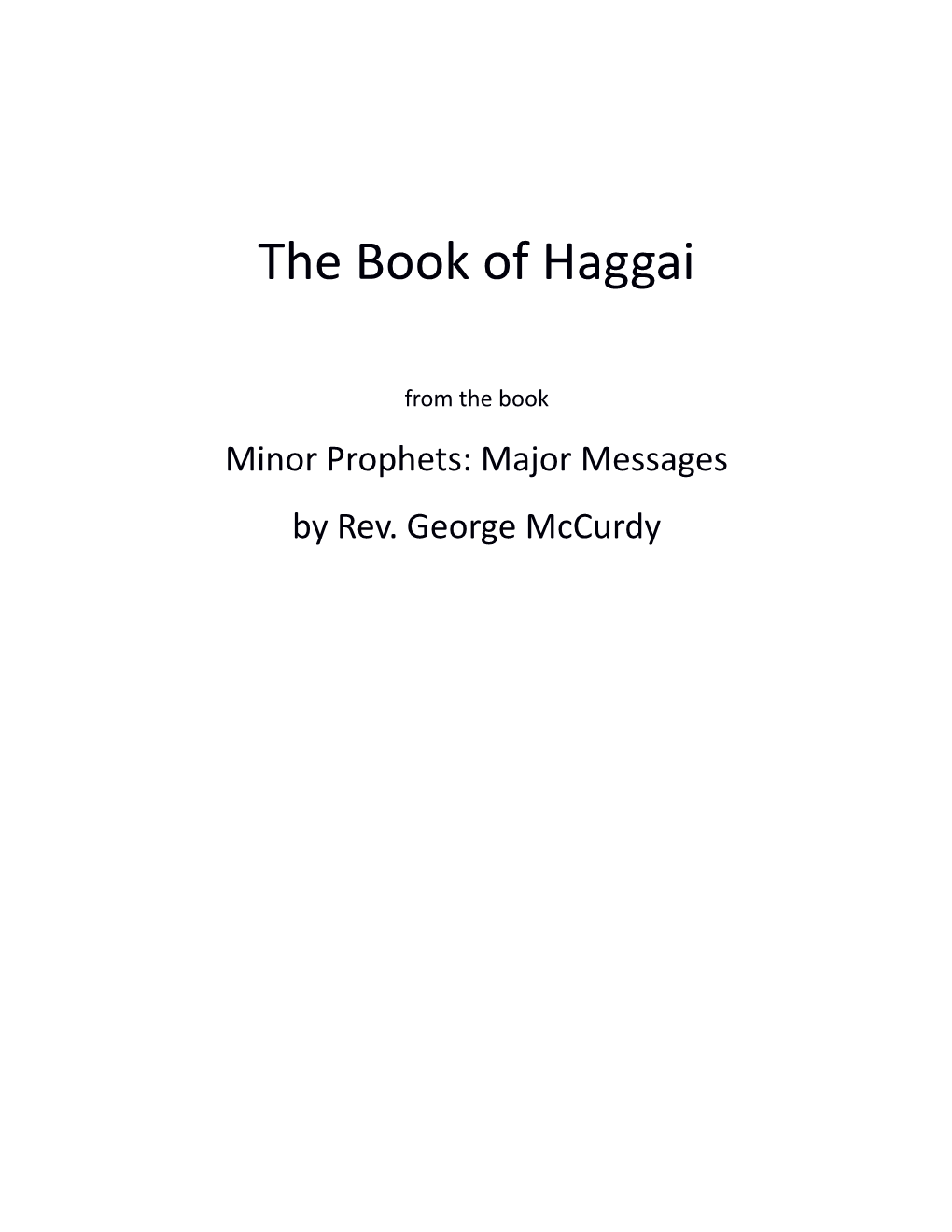 The Book of Haggai