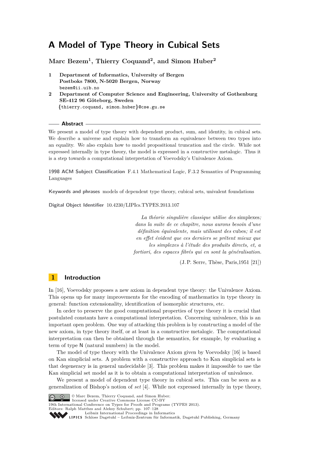 A Model of Type Theory in Cubical Sets