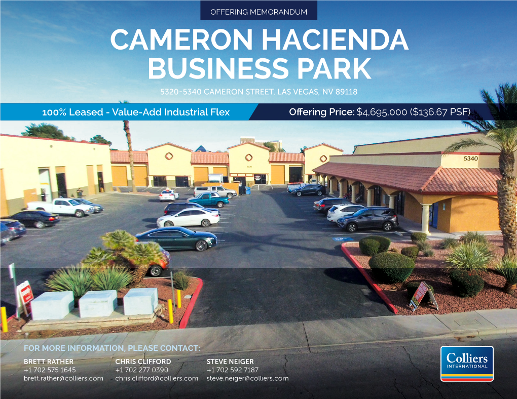 Cameron Hacienda Business Park 5320-5340 Cameron Street, Las Vegas, Nv 89118